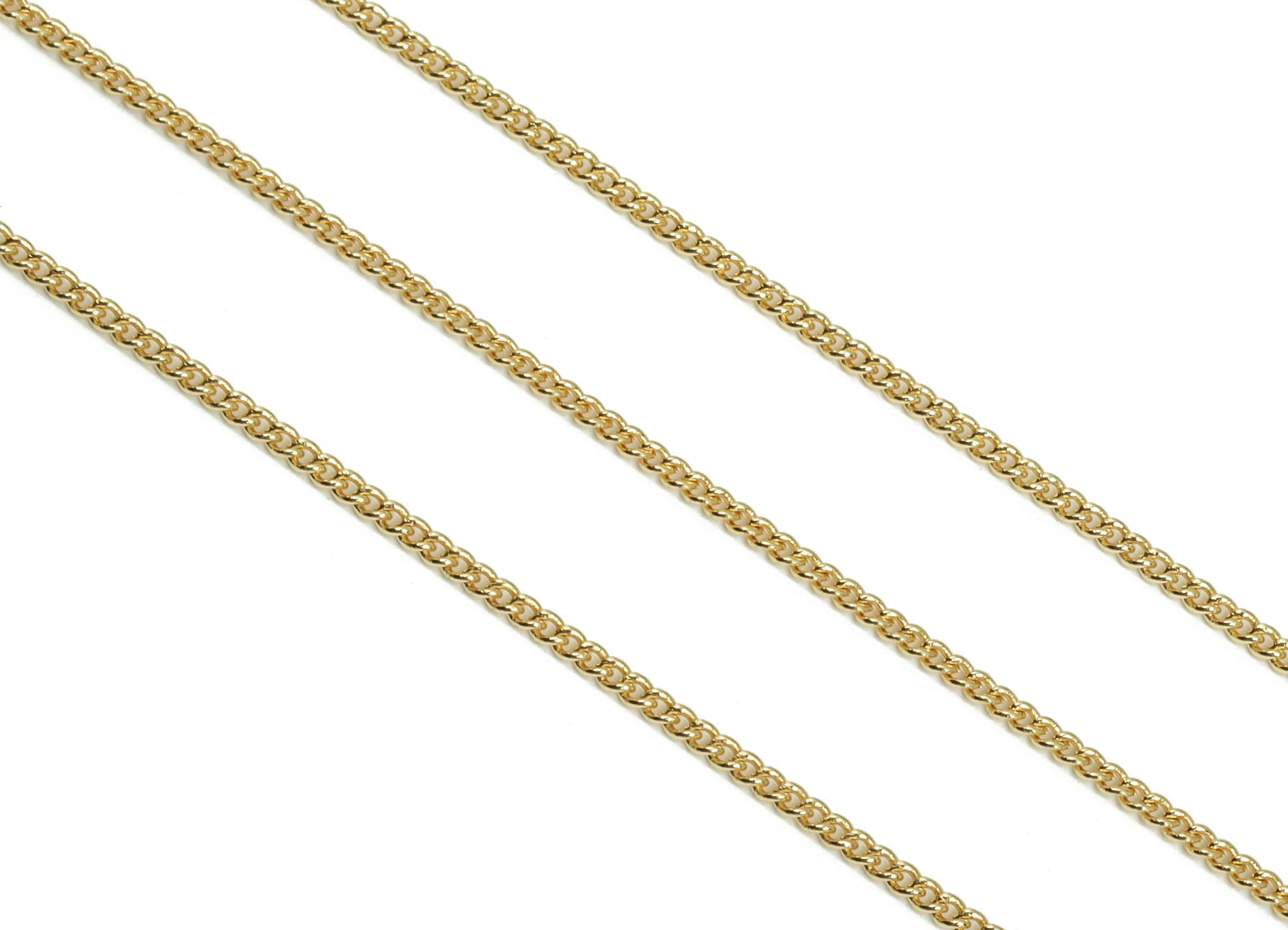 Mini Curb Chain - 18K Real Gold Plated Brass Chain - Mini Link Soldered Curb Chain - For Necklace Jewellery Making 0.05&quot;x0.04&quot;x0.03&quot; RGP4133 - DOMEDBAZAAR