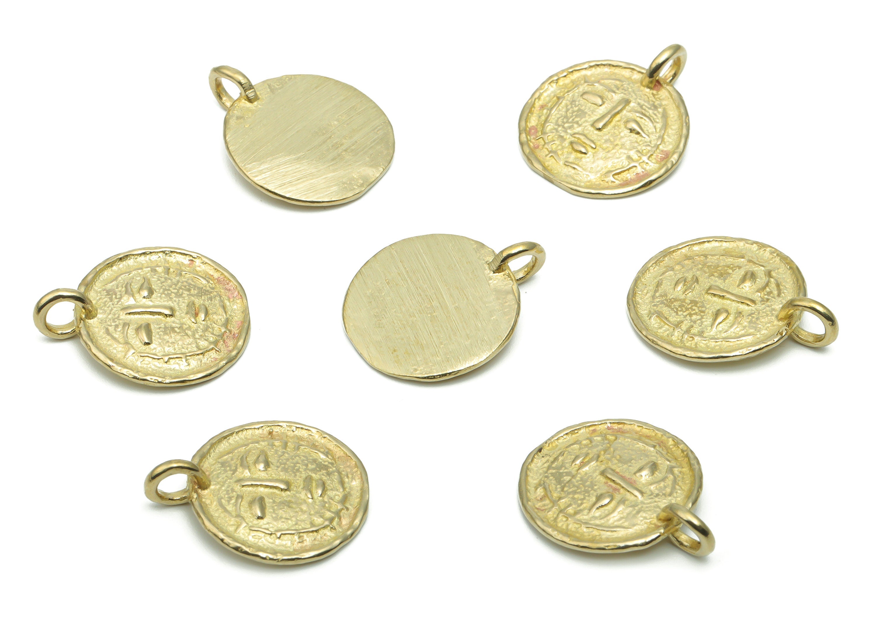 Brass Round Face Earring Charms - Raw Brass Woman Face Circle Pendant - Antique Age Charm -  Jewelry Supplies - 20.79x16.97x1.54mm - PP5021 - DOMEDBAZAAR
