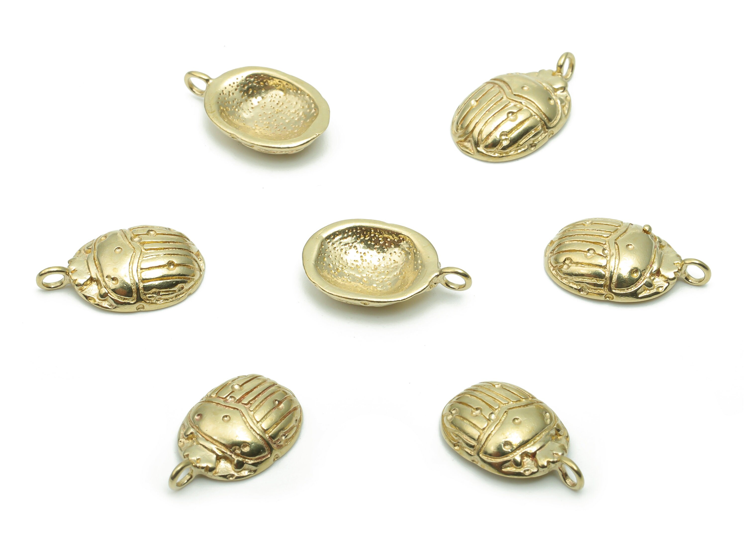 Brass Beetle Insect Earring Charms - Raw Brass Insect Pendant - DIY Jewelry Making Supplies - 14.25x8.69x1.14mm - PP5002 - DOMEDBAZAAR