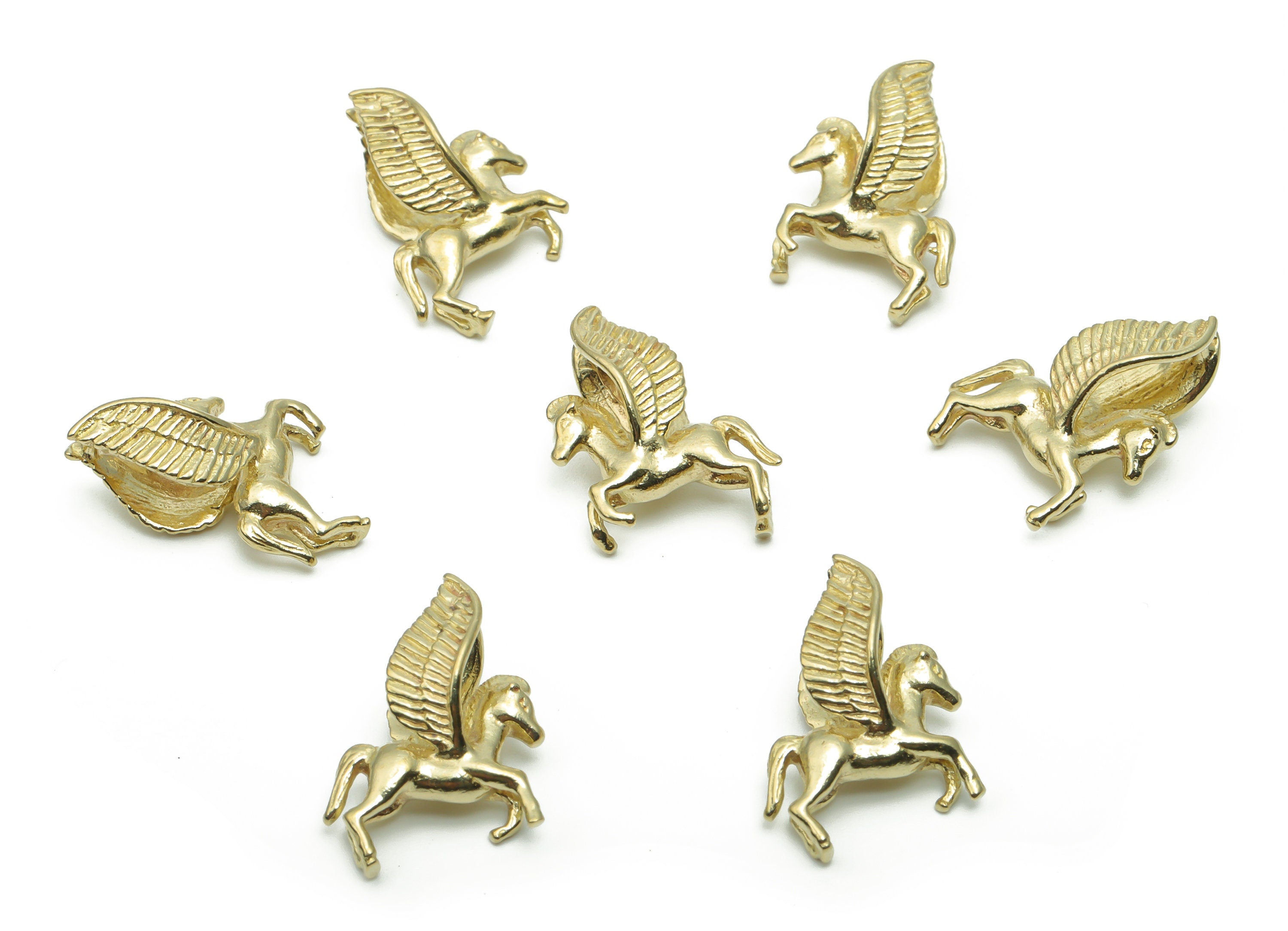 Brass Running Horse Earring Connector - Raw Brass Pegasus Wing Charms and Pendant - Jewelry Making Supplies - 17.74x14.78x3.24mm - PP5008 - DOMEDBAZAAR