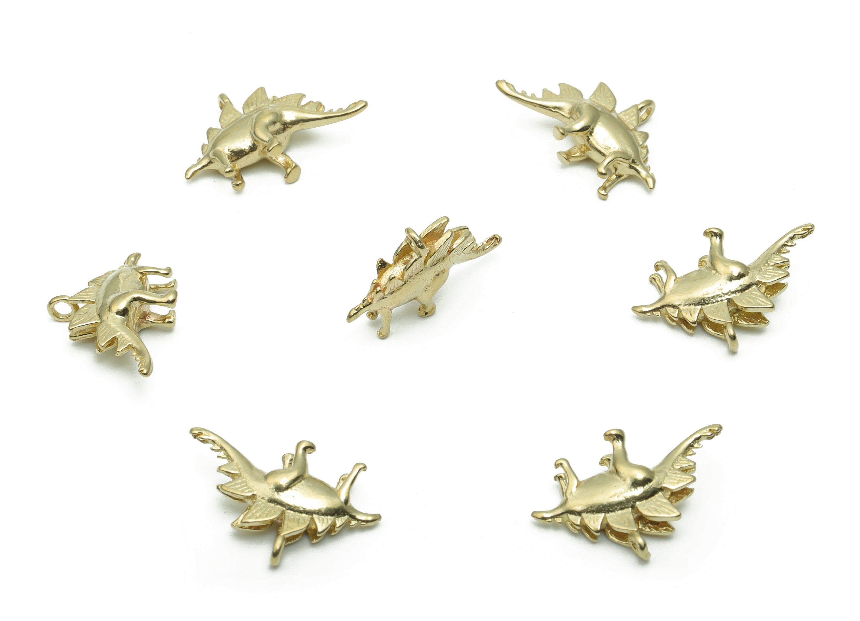 Brass Dinosaur Earring Charms - Raw Brass Dinosaur Pendant - DIY Jewelry Making Supplies - 17.15x11.11x4.13mm - PP5060 - DOMEDBAZAAR