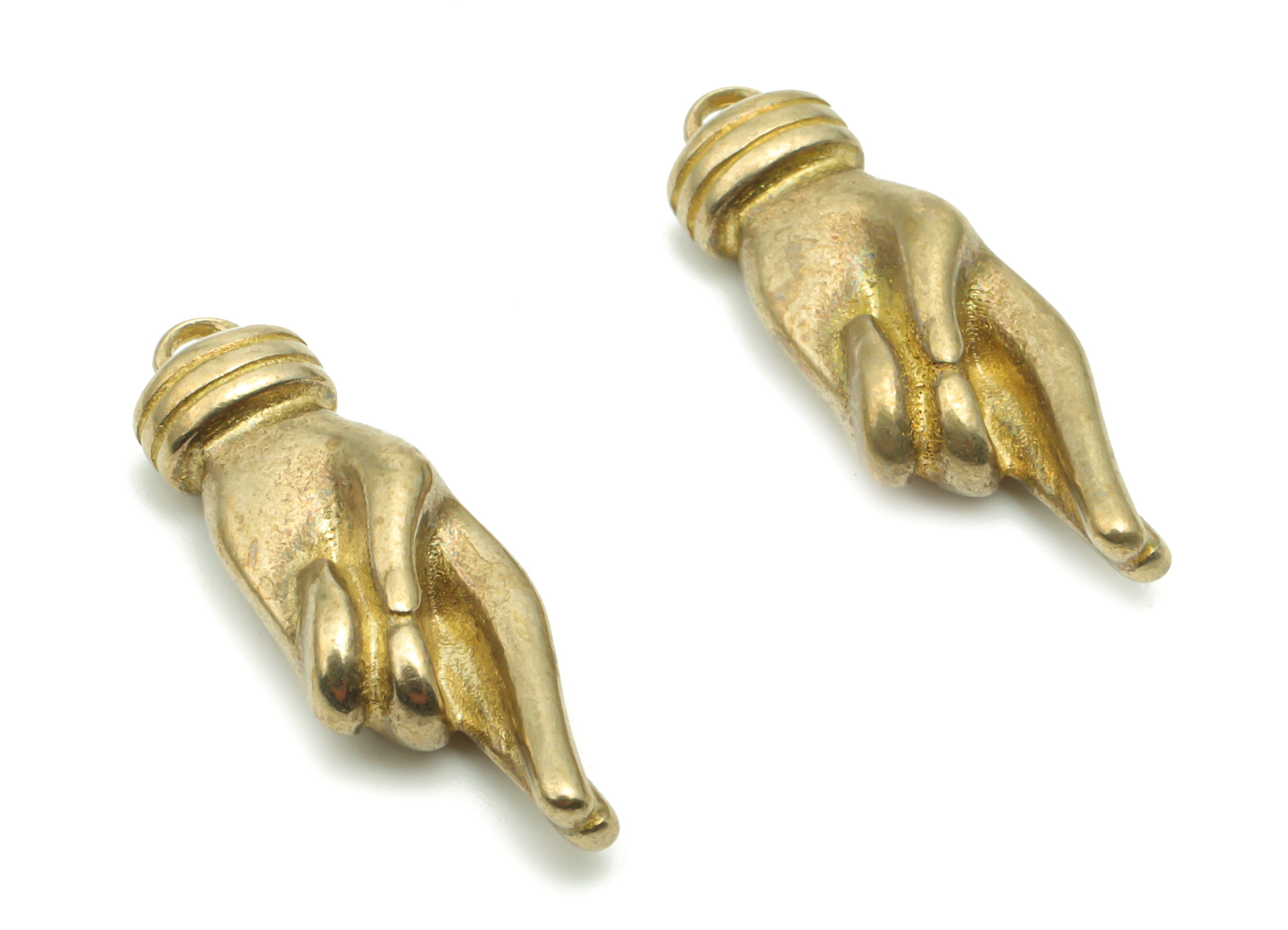 Brass Hand Sign Earring Charms - Raw Brass Love Hand Pendant - DIY Jewelry Making Supplies - 24.38x8.37x5.03mm - PP4977 - DOMEDBAZAAR
