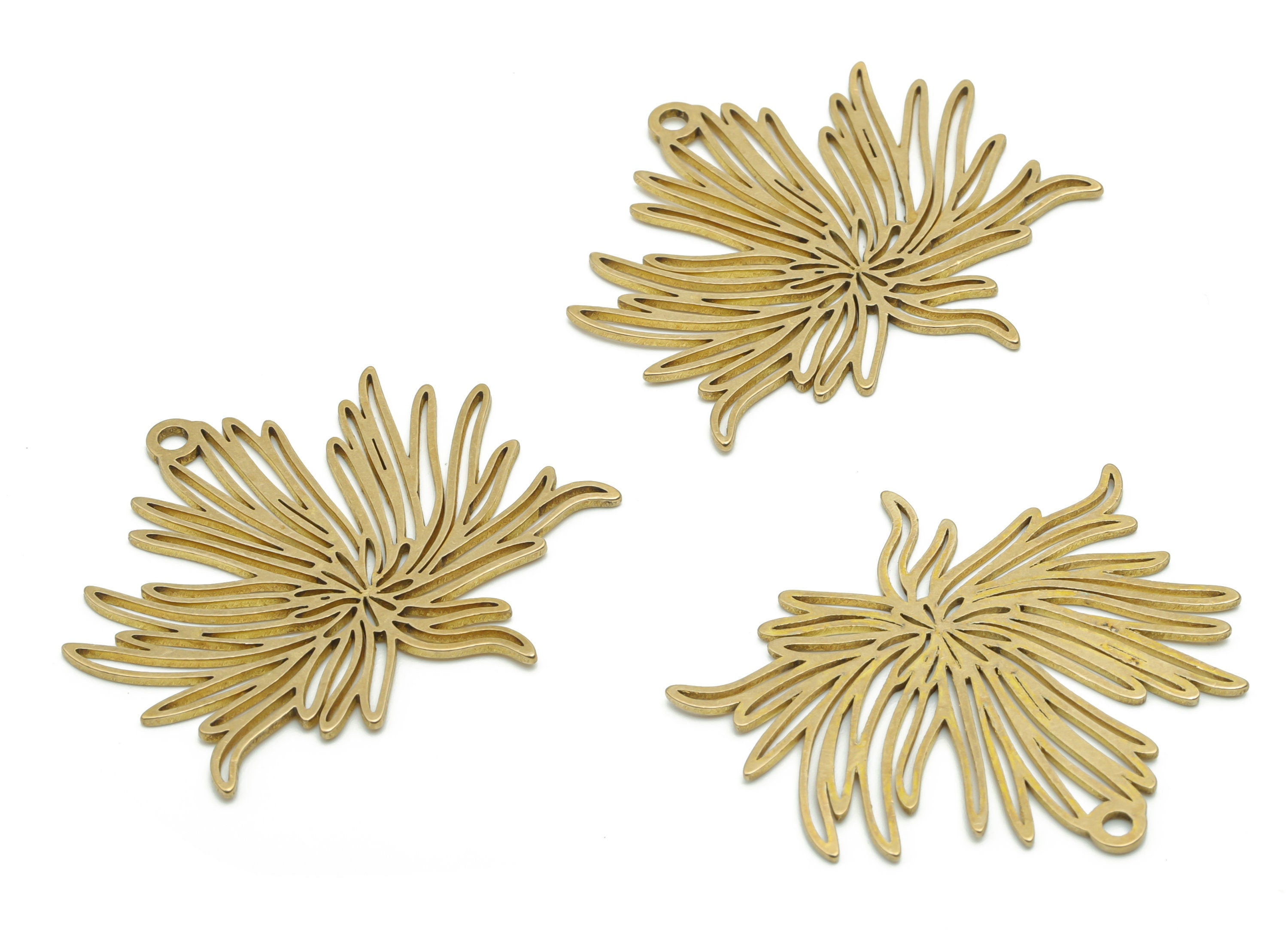 Brass Flower Earring Charms - Raw Brass Flower Pendant - DIY Jewelry Making Supplies - 33.43x32.11x0.75mm - PPA0908 - DOMEDBAZAAR