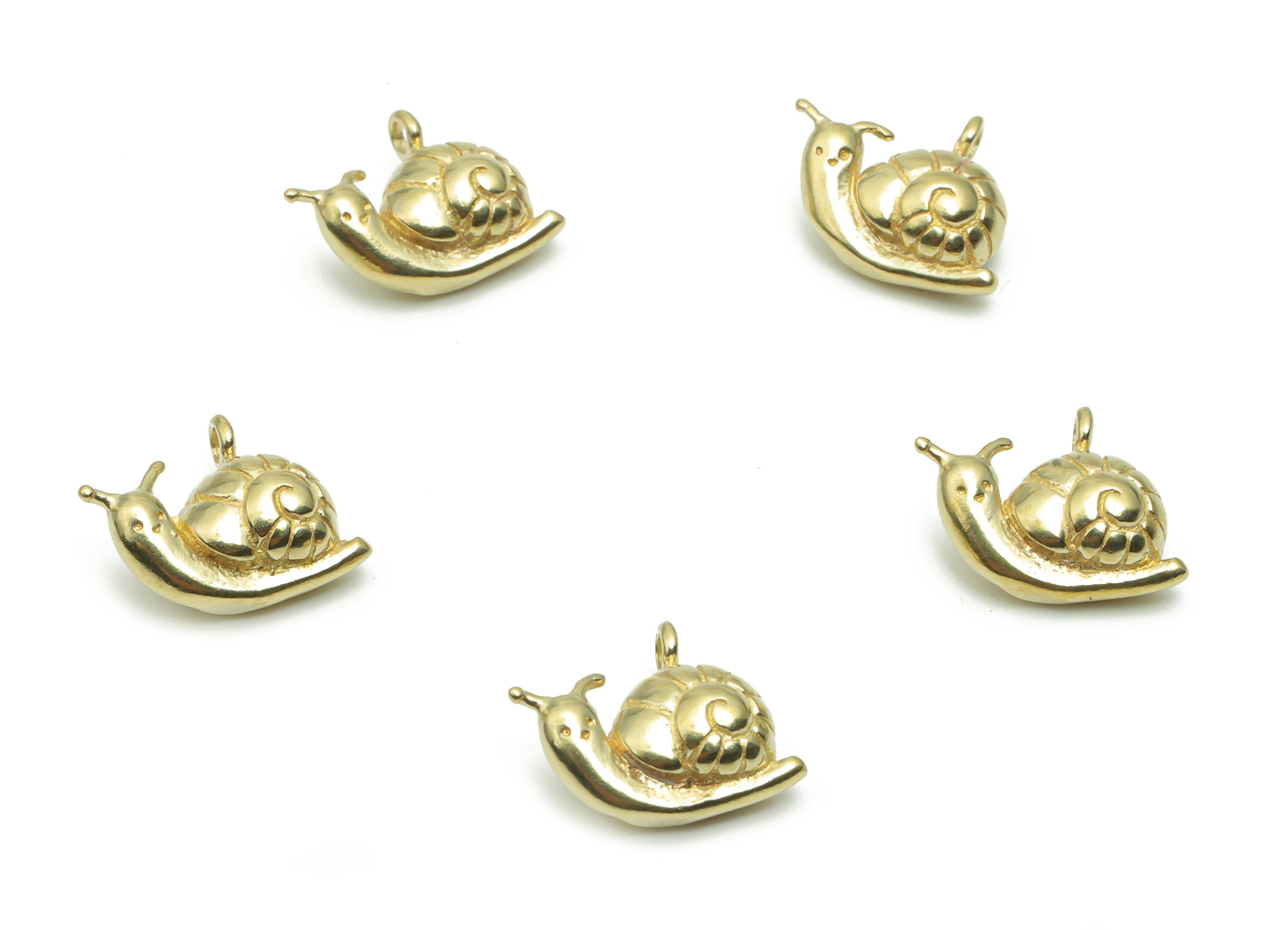 Brass Snails Earring Charms - Raw Brass Snails Pendant - DIY Jewelry Making Supplies - 13.59x10.25x4.65mm - PP5027 - DOMEDBAZAAR