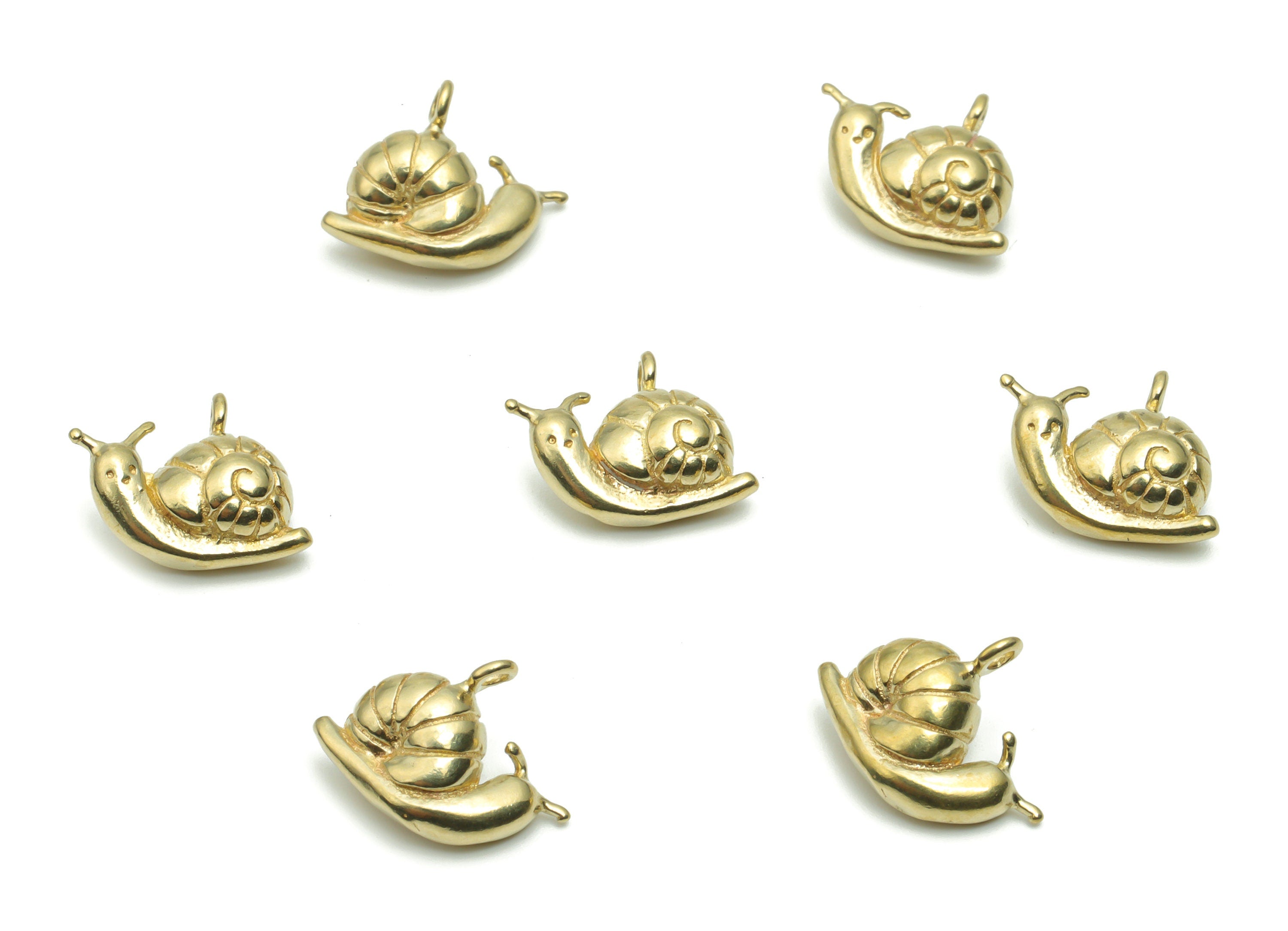 Brass Snails Earring Charms - Raw Brass Snails Pendant - DIY Jewelry Making Supplies - 13.59x10.25x4.65mm - PP5027 - DOMEDBAZAAR
