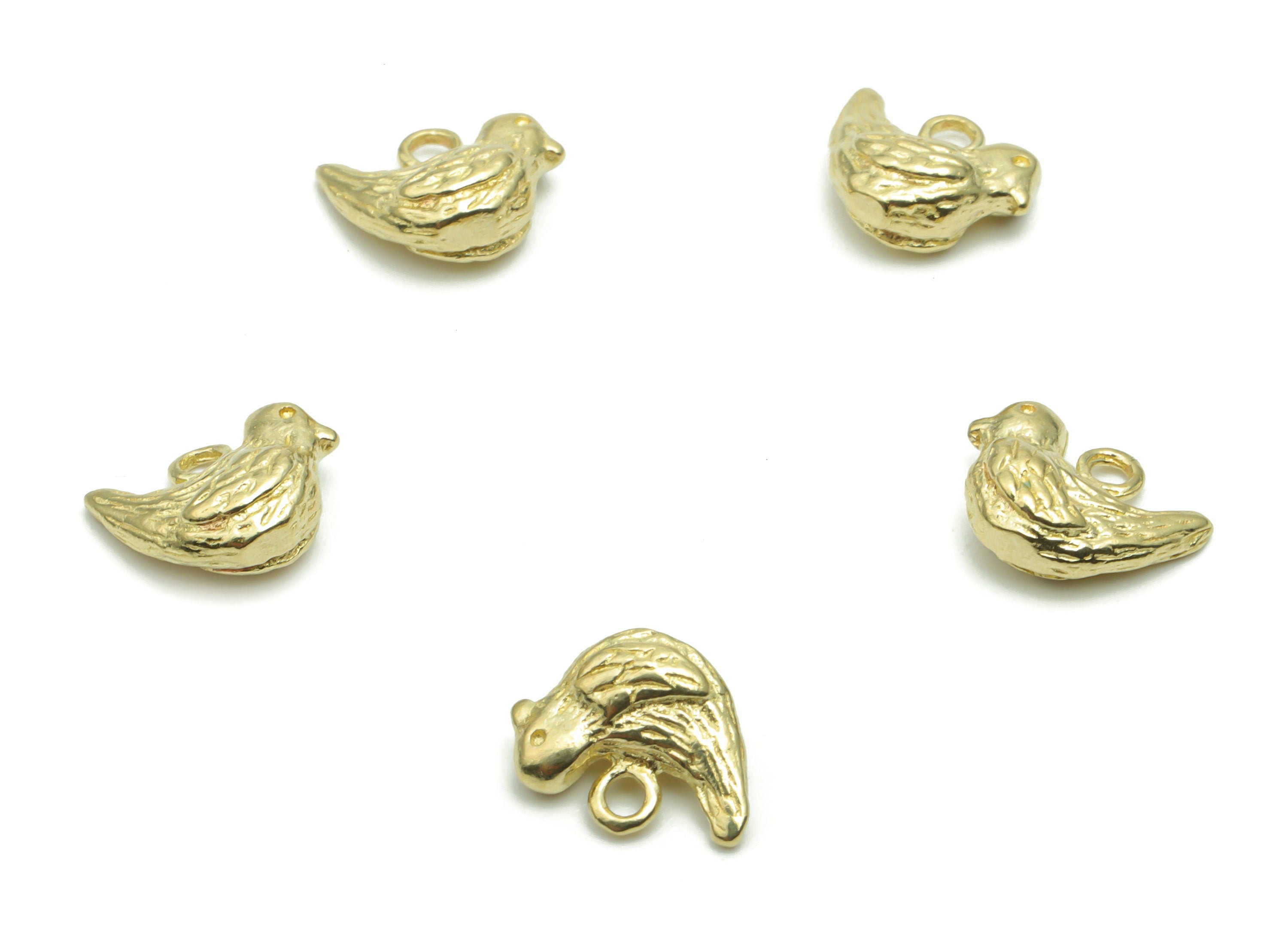 Brass Texture Bird Earring Charms - Raw Brass Bird Pendant - DIY Jewelry Making Supplies - 10.42x7.94x4.17mm - PP5037 - DOMEDBAZAAR