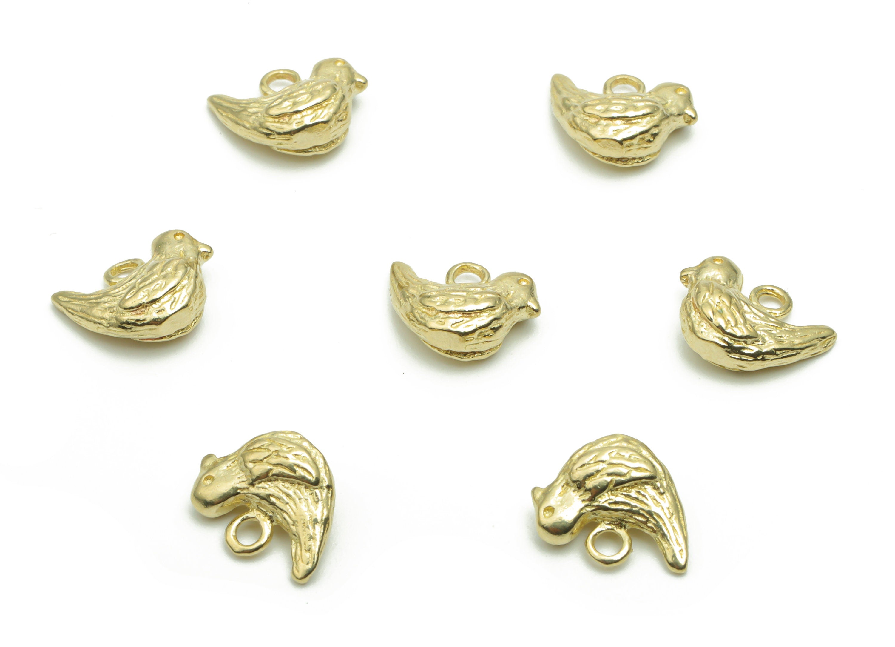Brass Texture Bird Earring Charms - Raw Brass Bird Pendant - DIY Jewelry Making Supplies - 10.42x7.94x4.17mm - PP5037 - DOMEDBAZAAR