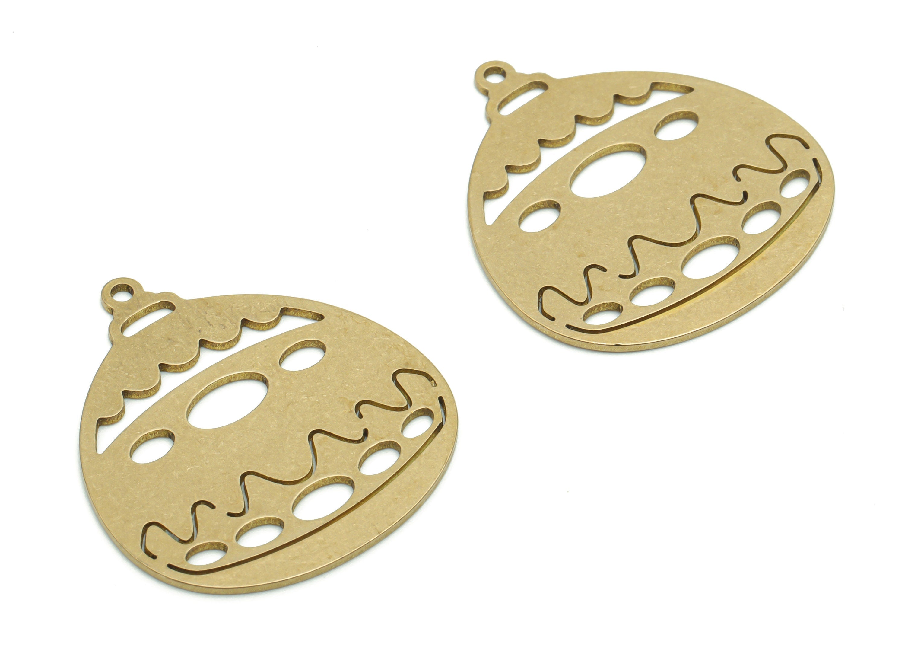 Brass Drop Onion Oval Earring Charms - Raw Brass Phrase Words Pendant - Jewelry Making Supplies - 29.77x26.45x0.75mm - PPZ0115 - DOMEDBAZAAR
