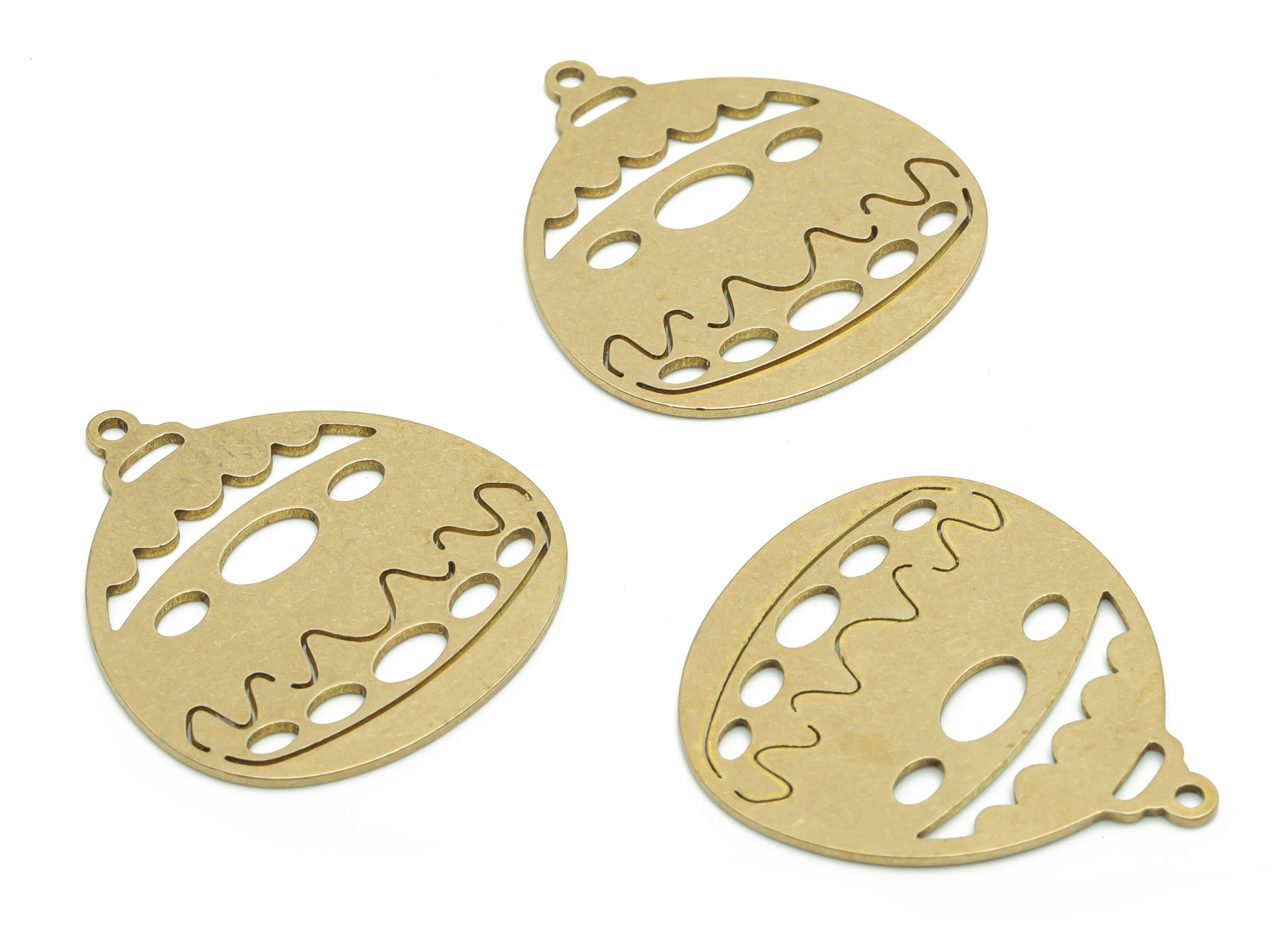 Brass Drop Onion Oval Earring Charms - Raw Brass Phrase Words Pendant - Jewelry Making Supplies - 29.77x26.45x0.75mm - PPZ0115 - DOMEDBAZAAR