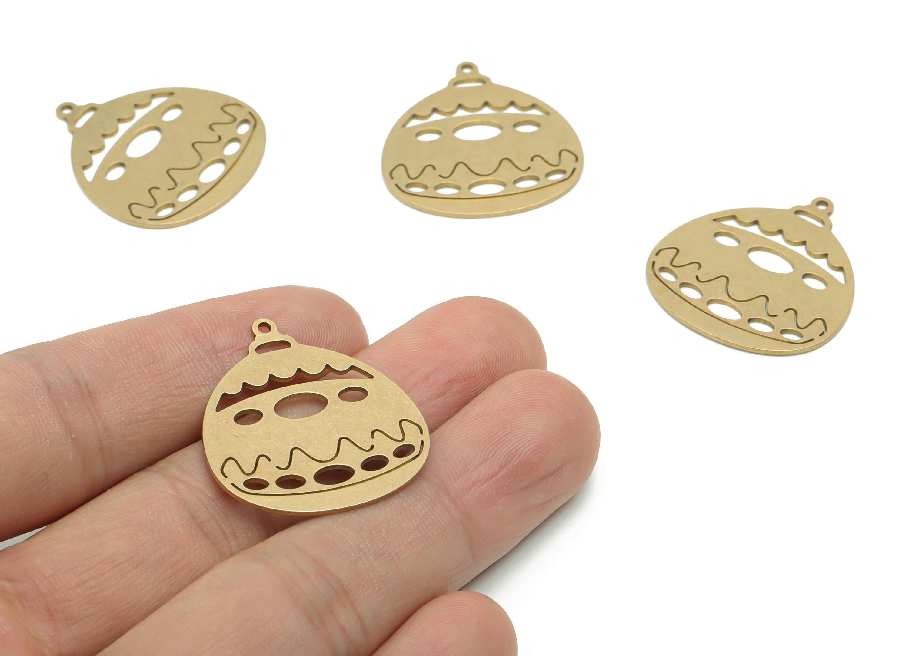 Brass Drop Onion Oval Earring Charms - Raw Brass Phrase Words Pendant - Jewelry Making Supplies - 29.77x26.45x0.75mm - PPZ0115 - DOMEDBAZAAR