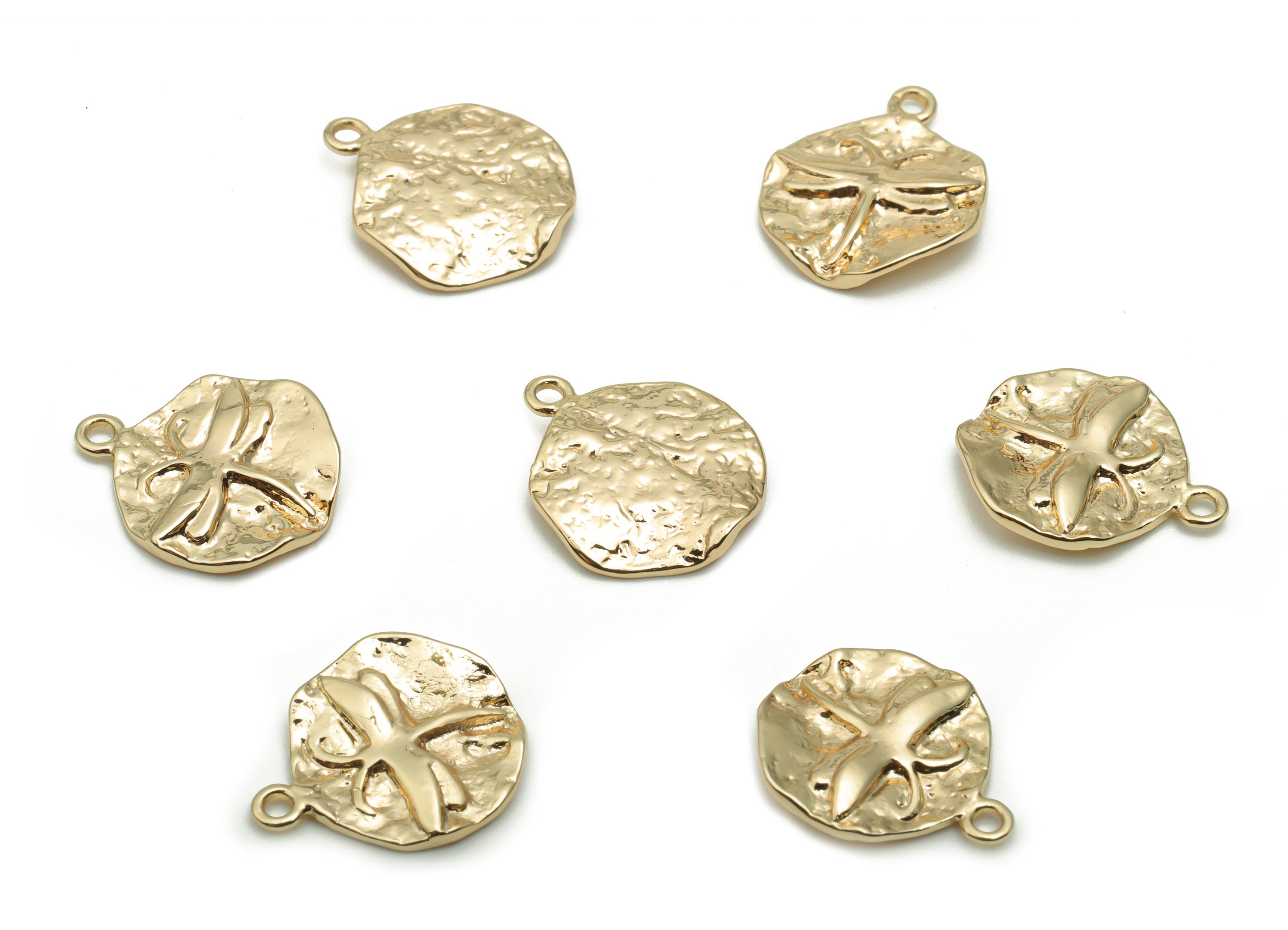 Brass Hammered Round Dragonfly Earring Charms - Gold Circle Dragonfly Pendant - 18K Real Gold Plated Brass - 14.01x11.55x1.87mm - RGP4249 - DOMEDBAZAAR
