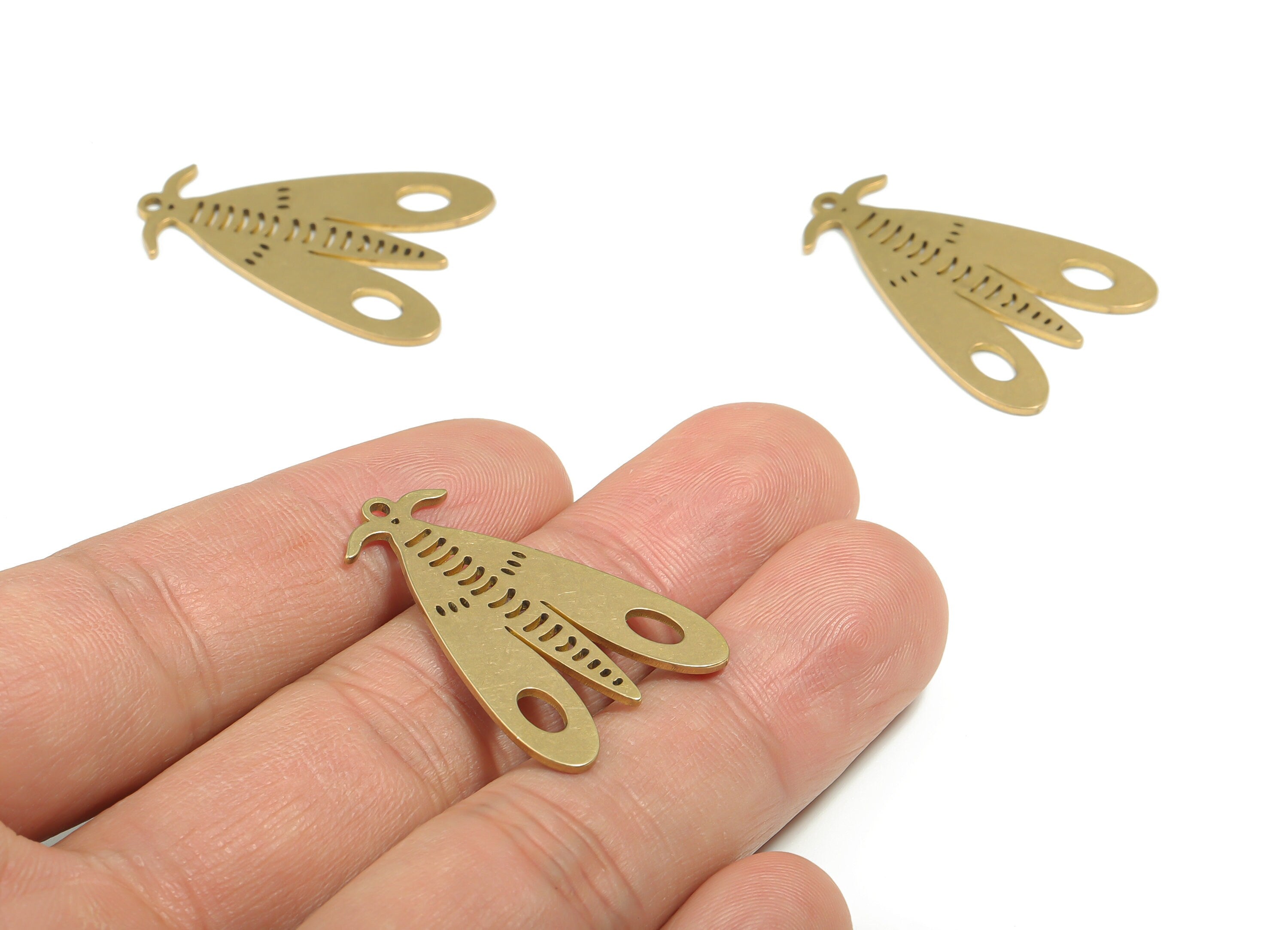 Brass Moth Earring Charms - Raw Brass Moth Pendant - DIY Jewelry Making Supplies - 31.33mm x 21.5mm x 0.86mm - PPA0329 - DOMEDBAZAAR
