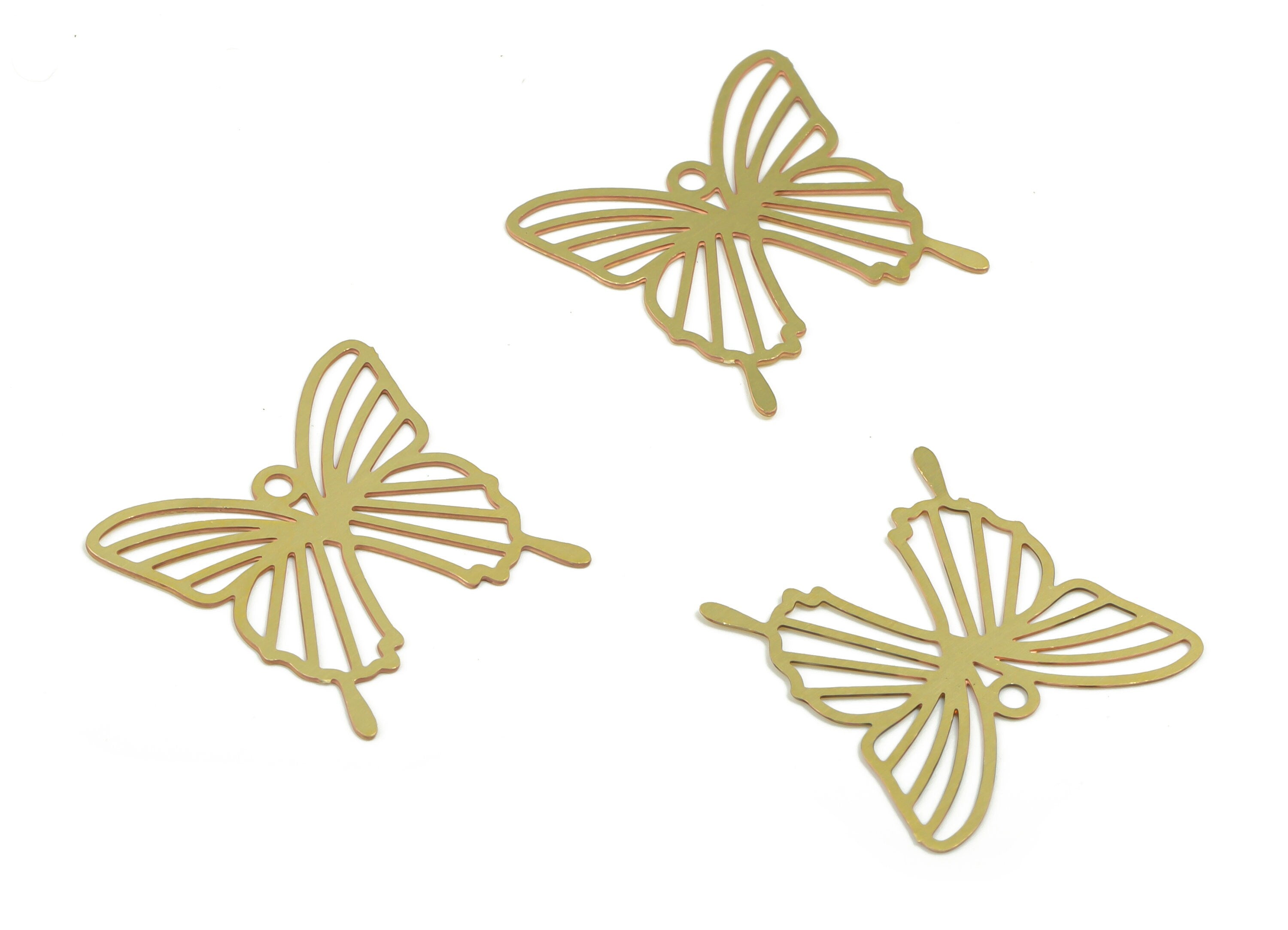 Brass Butterfly Earring Charms - Raw Brass Butterfly Pendant - Jewelry Making Supplies - 17.64mm x 17.38mm x 0.27mm - JJC11714 - DOMEDBAZAAR