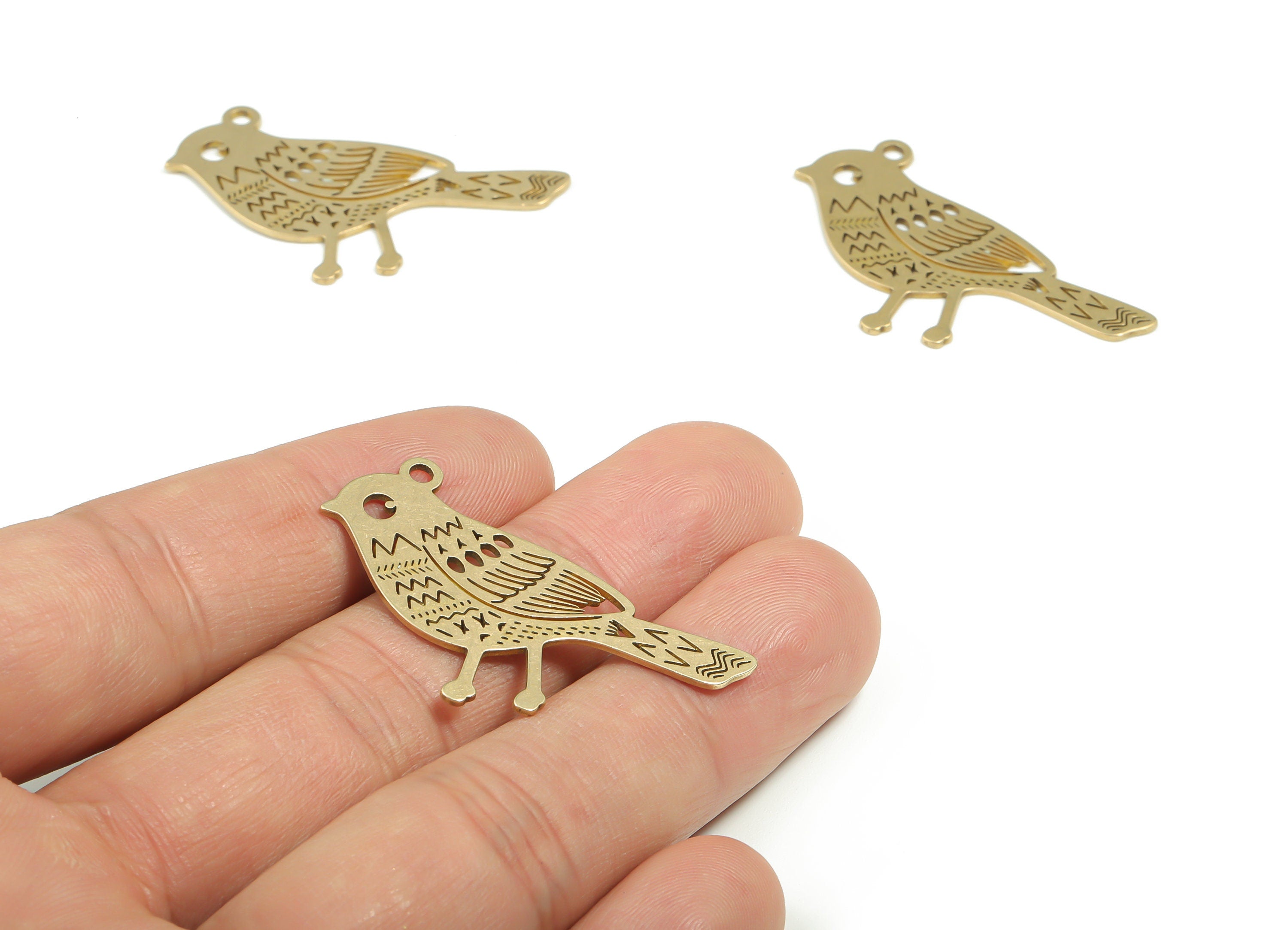 Brass Sparrow Earring Charms - Raw Brass Sparrow Pendant - Jewelry Making Supplies - 39.5mm x 20.96mm x 0.78mm - PPA0076 - DOMEDBAZAAR