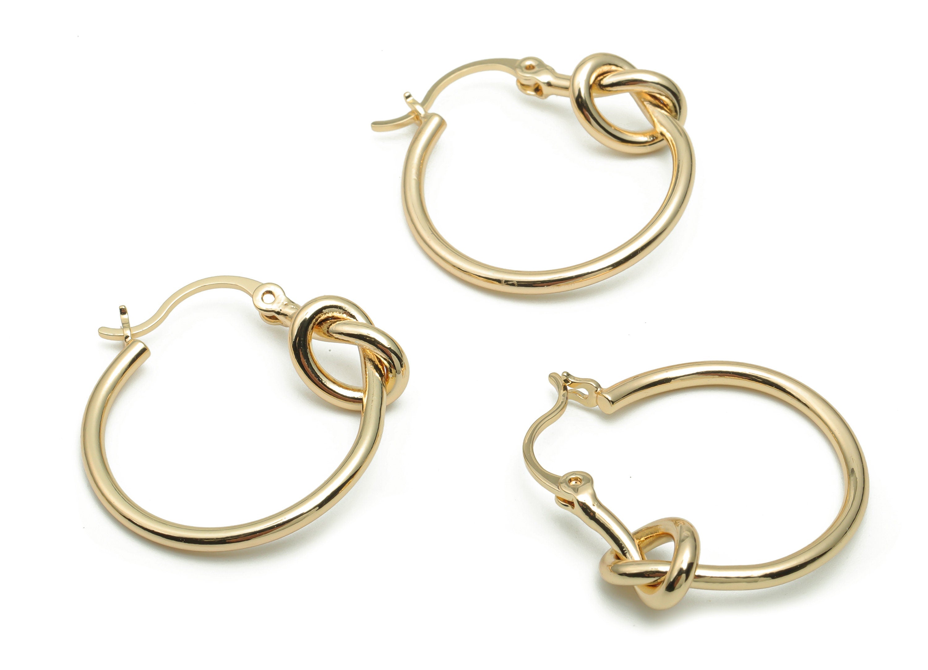 Brass Knot Round Clasp Connector - Gold Knot Circle Clasp - 316 Surgical Stud - 18K Real Gold Plated Brass - 25.33x24.34x1.69mm - RGP4279 - DOMEDBAZAAR