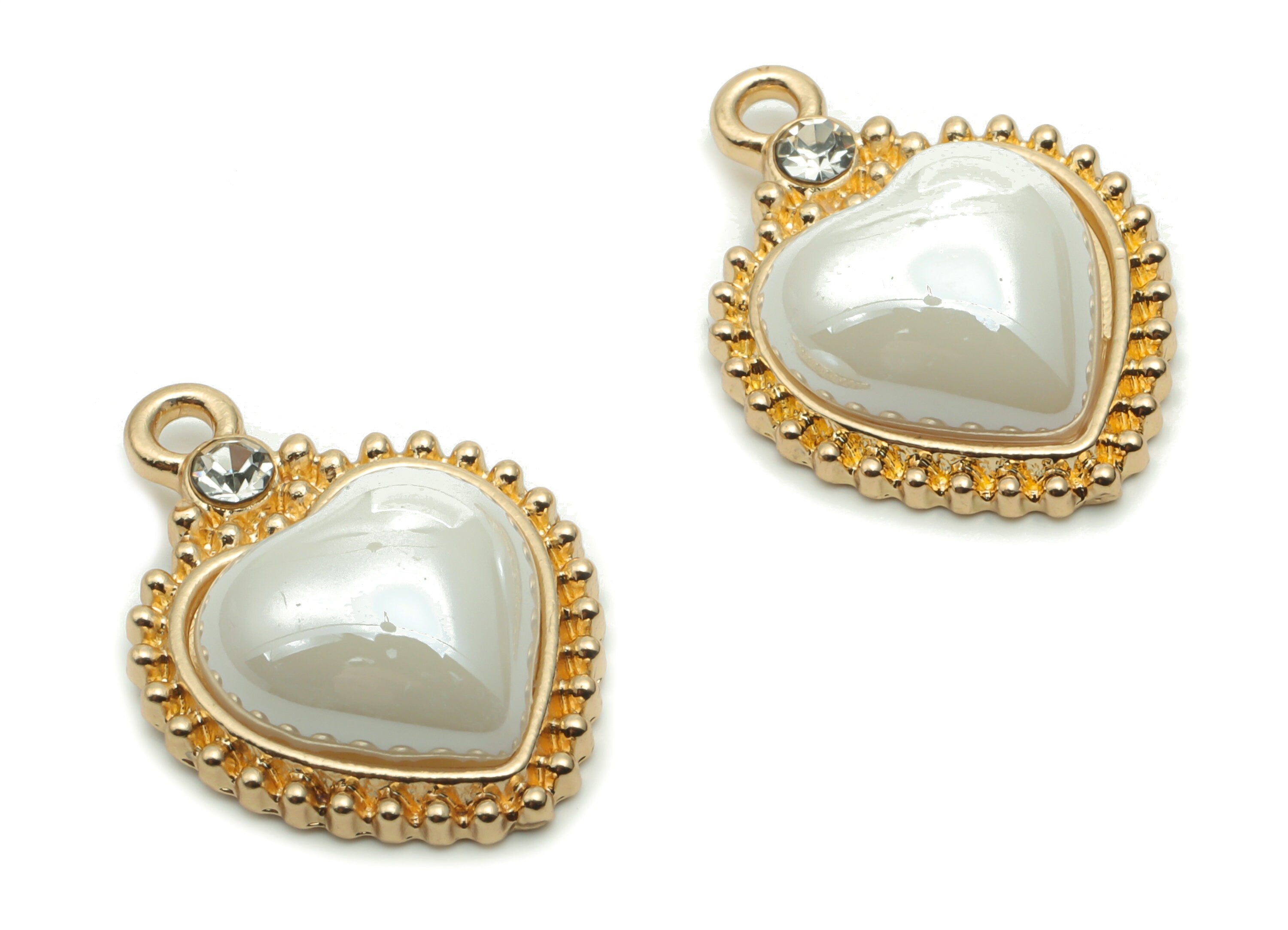 Ceramics Heart Earring Charms - Alloy Heart Pendant - KC Gold Tone Plated Brass – Jewelry Making Supplies - 22.57x16.29x6.15mm – NS1558 - DOMEDBAZAAR