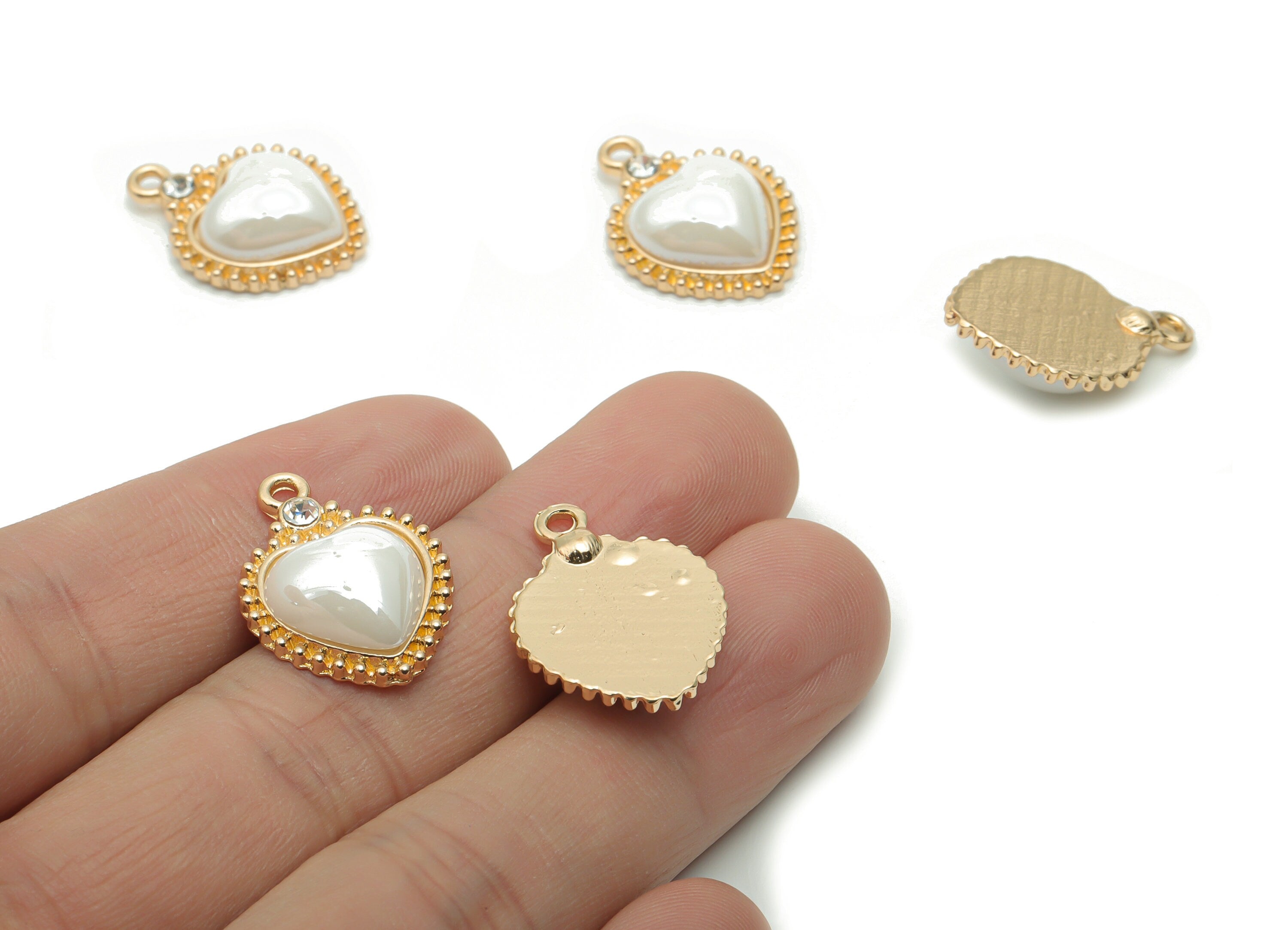 Ceramics Heart Earring Charms - Alloy Heart Pendant - KC Gold Tone Plated Brass – Jewelry Making Supplies - 22.57x16.29x6.15mm – NS1558 - DOMEDBAZAAR