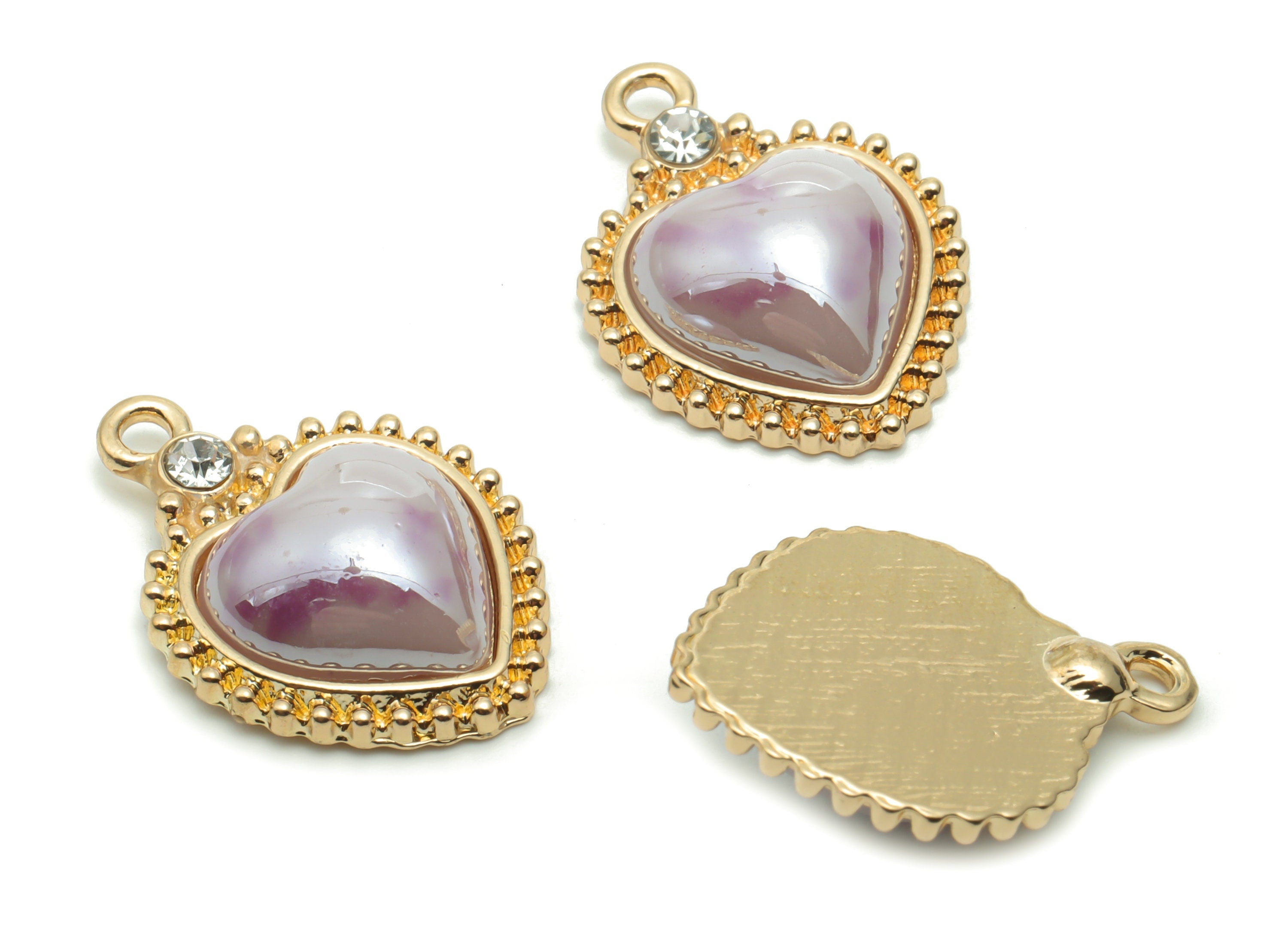 Ceramics Heart Earring Charms - Alloy Heart Pendant - KC Gold Tone Plated Brass – Jewelry Making Supplies - 22.47x16.22x5.54mm – NS1560 - DOMEDBAZAAR