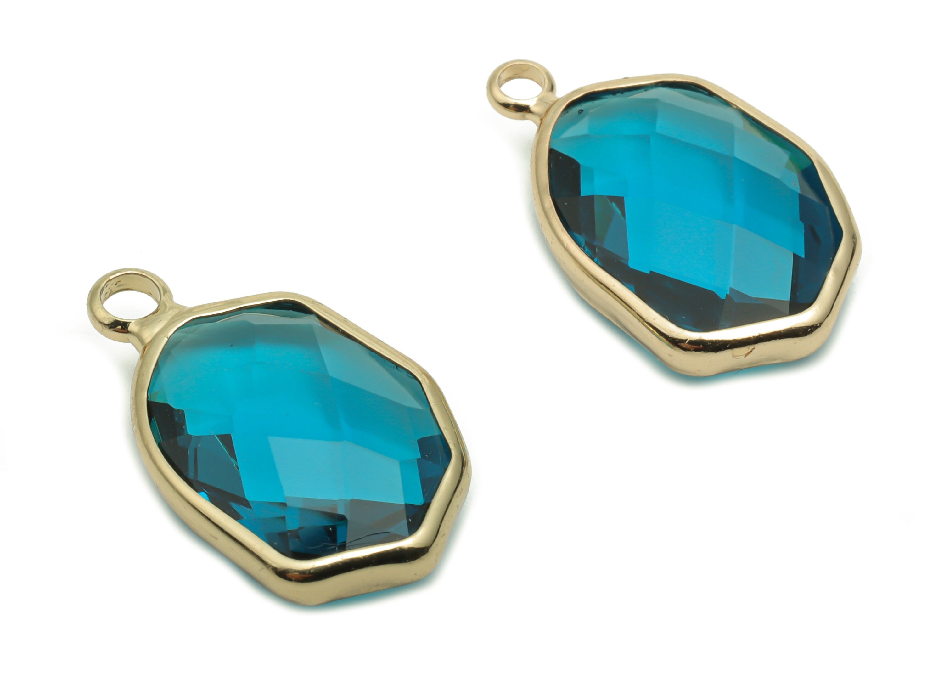 Glass Oval Earring Charms - Brass Oval Pendant - Gold Tone Plated Brass - Jewelry Making Supplies - 19.96x11.72x5.15mm - GS1061 - DOMEDBAZAAR
