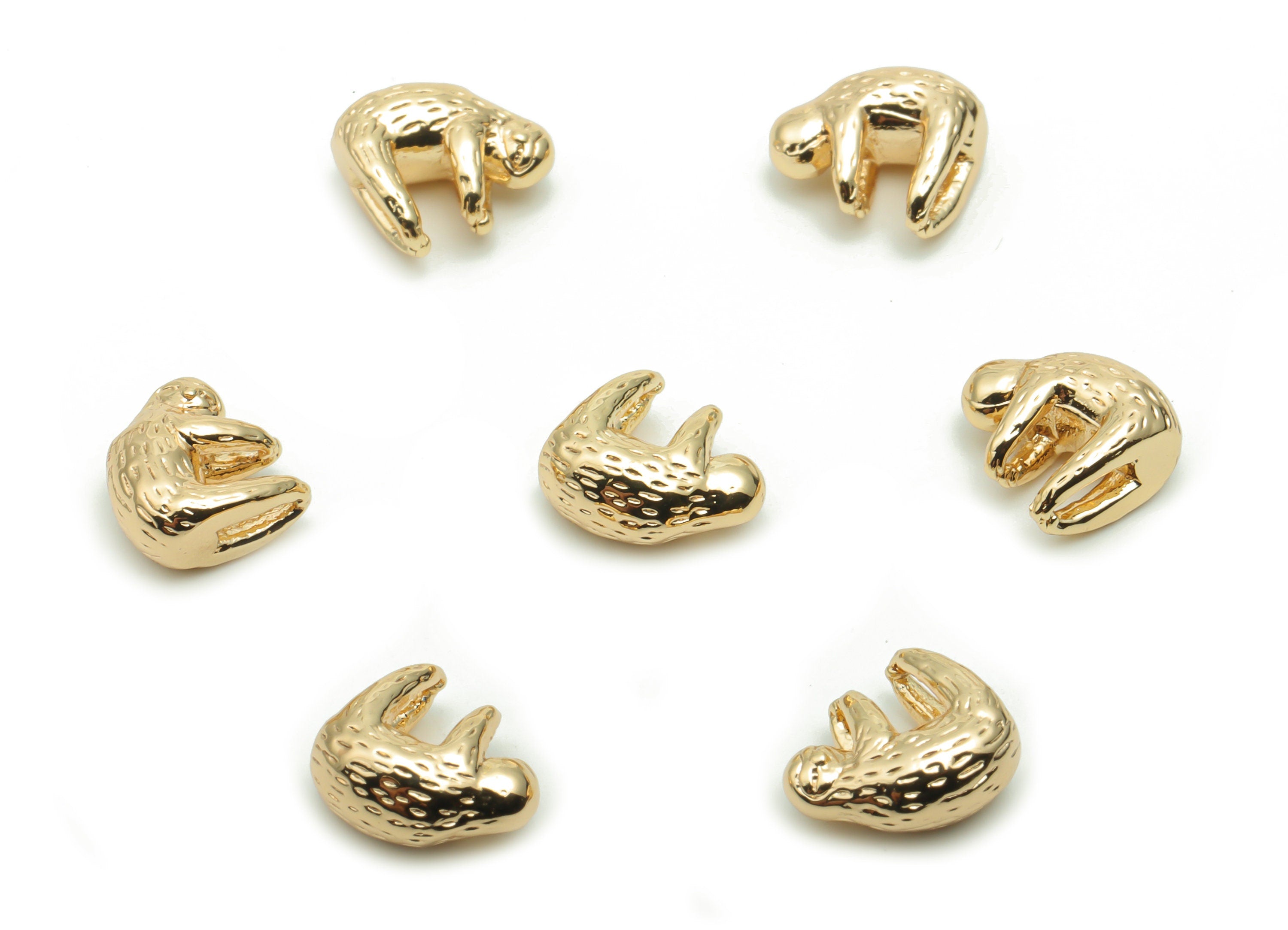 Brass Texture Monkey Earring Connector - Gold Monkey Figure Charms and Pendant - 18K Real Gold Plated Brass - 9.44x7.89x4.53mm - RGP4266 - DOMEDBAZAAR