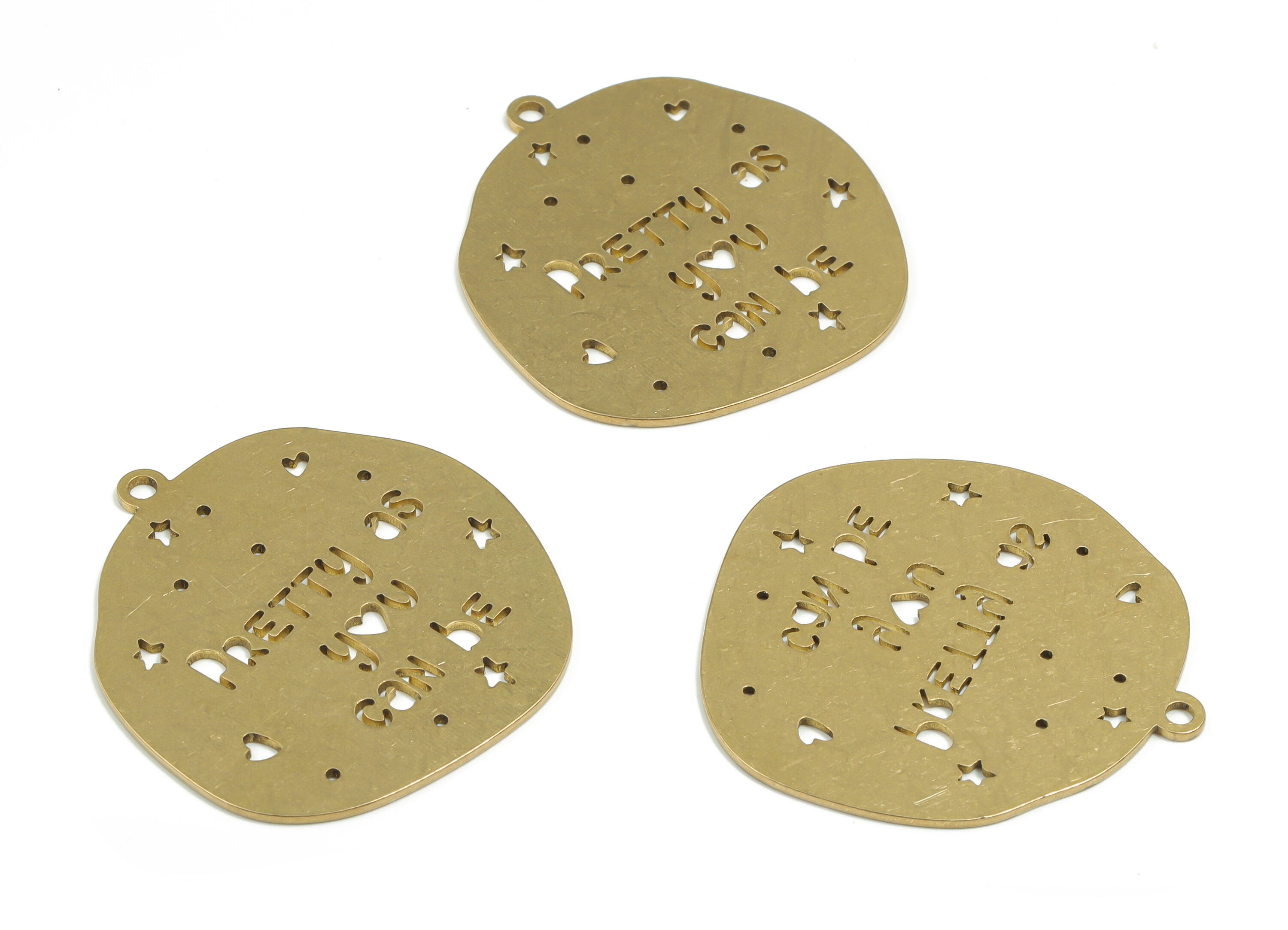 Brass Pretty as You Can Be Earring Charms - Raw Brass Star Heart Pendant - Jewelry Making Supplies - 36.91mm x 33.97mm x 0.87mm - PPZ0046-1 - DOMEDBAZAAR