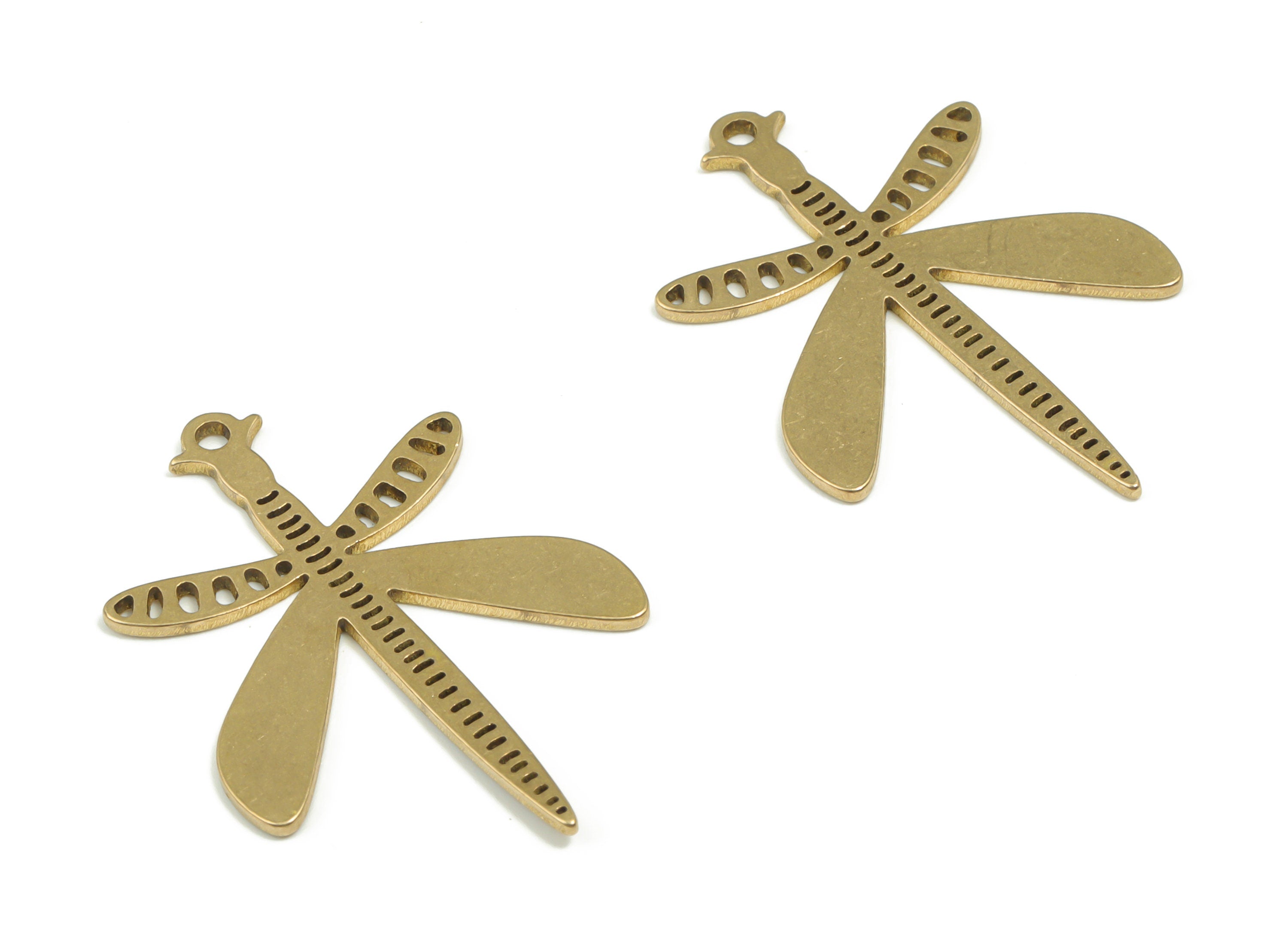 Brass Dragonfly Earring Charms - Raw Brass Dragonfly Pendant - DIY Jewelry Making Supplies - 31.2mm x 22.13mm x 0.87mm - PPA0335 - DOMEDBAZAAR
