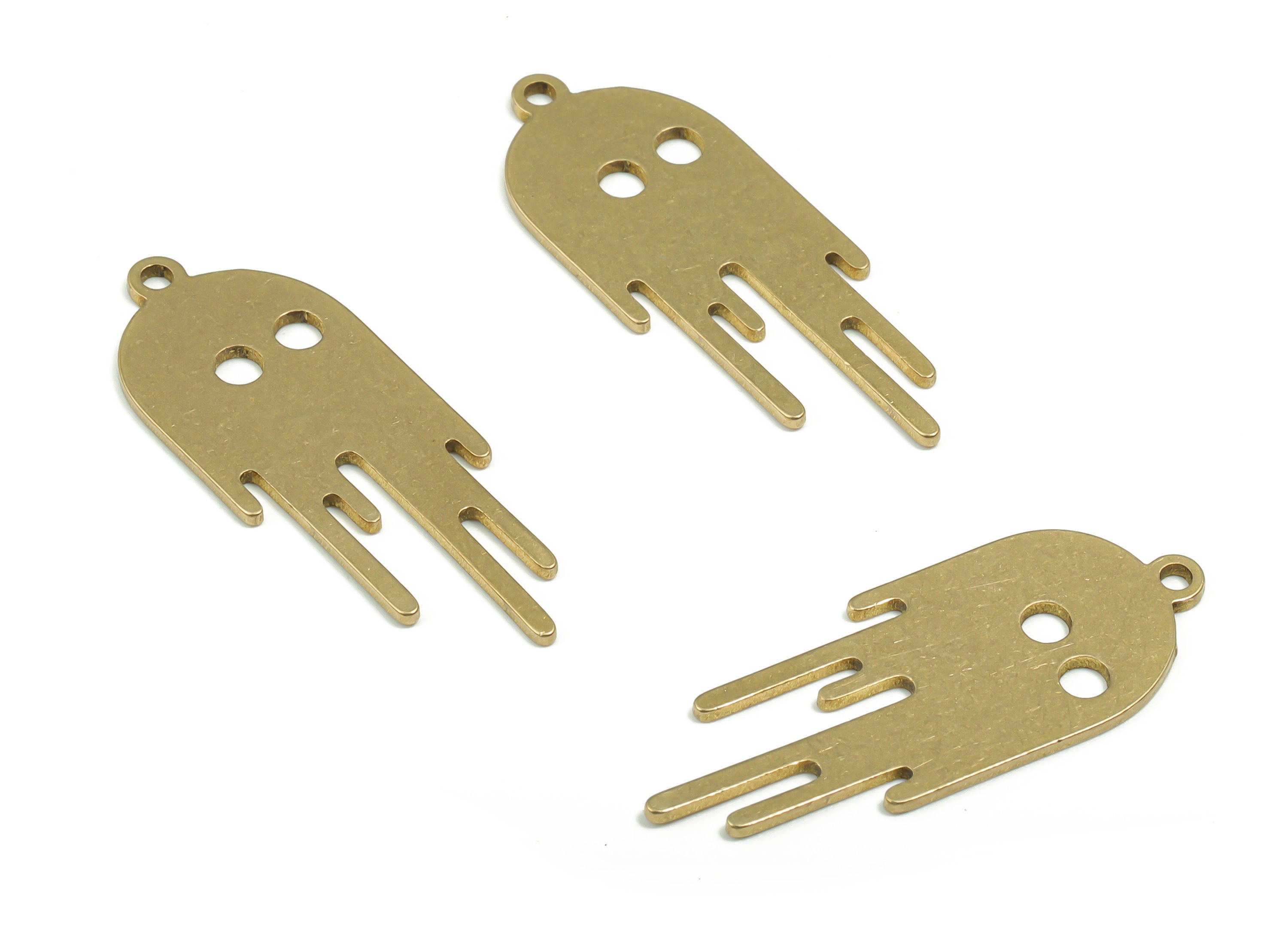Brass Melting Ghost Earring Charms - Raw Brass Melting Ghost Pendant - DIY Jewelry Making Supplies - 32.18mm x 12.57mm x 0.87mm - PPZ0056 - DOMEDBAZAAR