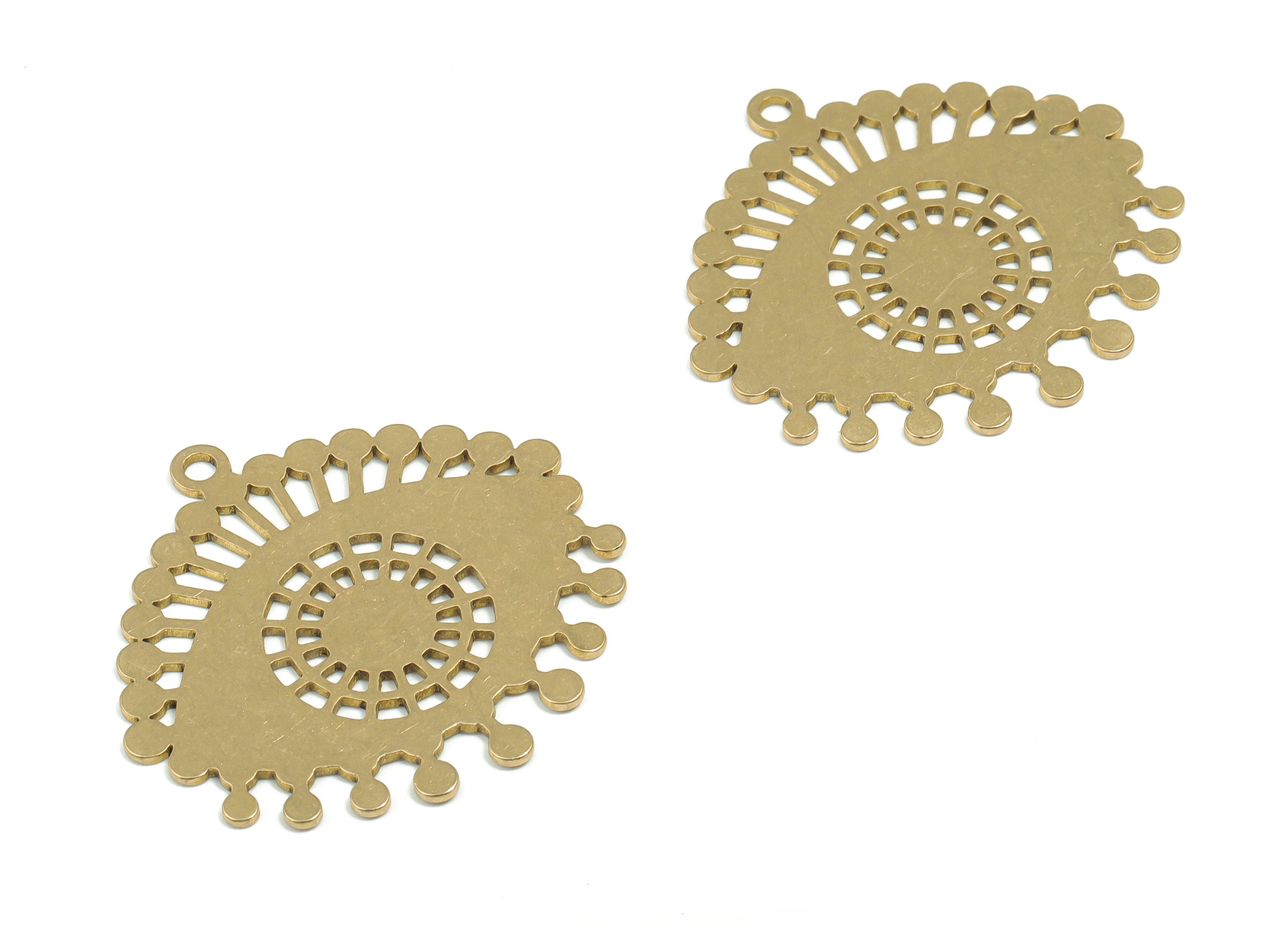 Brass Eye Earring Charms - Raw Brass EyeLash Sun Pendant - Jewelry Making Supplies - 34.73mm x 32.94mm x 0.76mm - PPA0314 - DOMEDBAZAAR