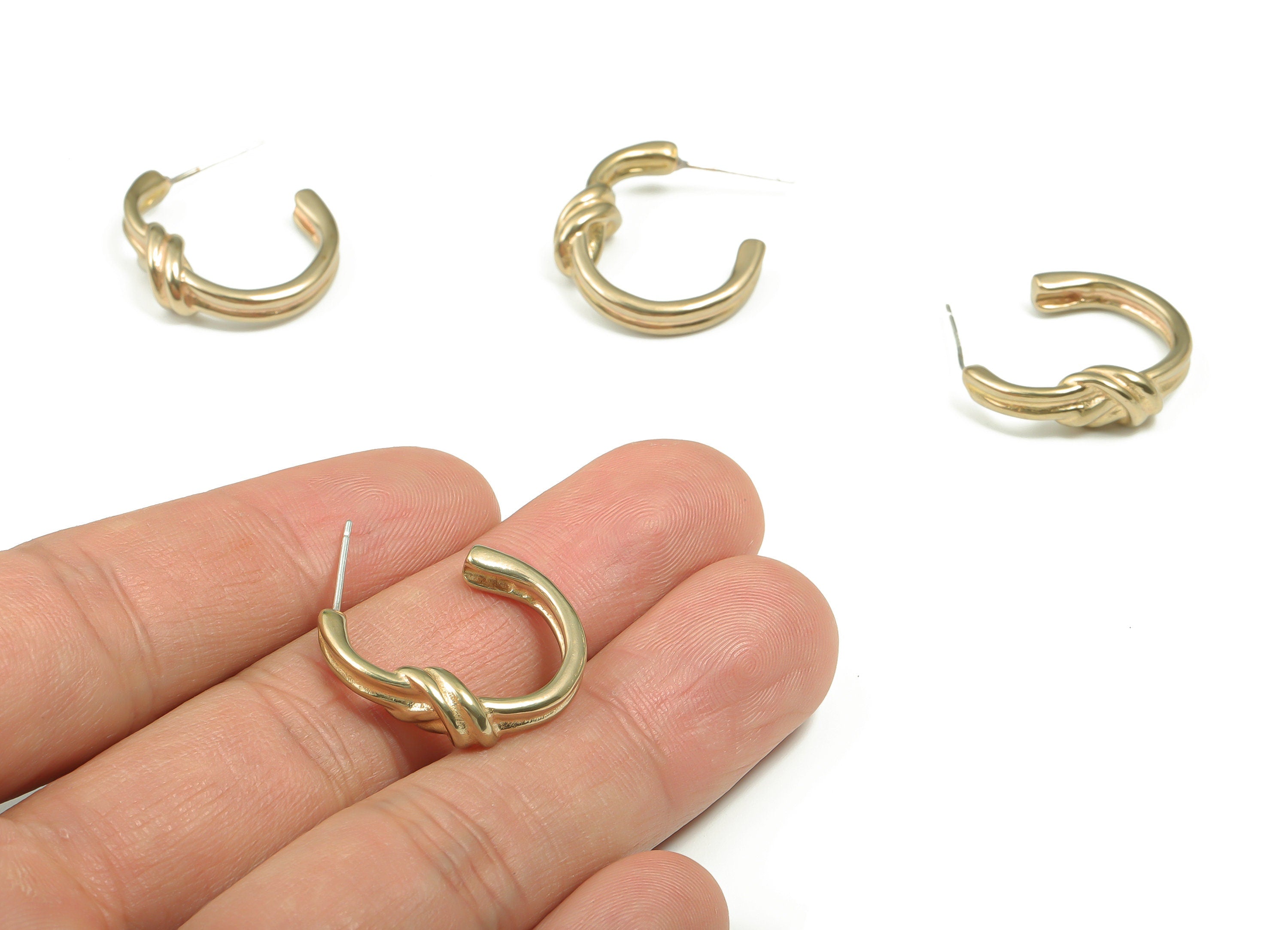 Brass C Earring Stud - Raw Brass Spiral Earring Post - Brass Stud - Jewelry Making Supplies - 23.55mm x 20.86mm x 4.74mm - PP4901 - DOMEDBAZAAR