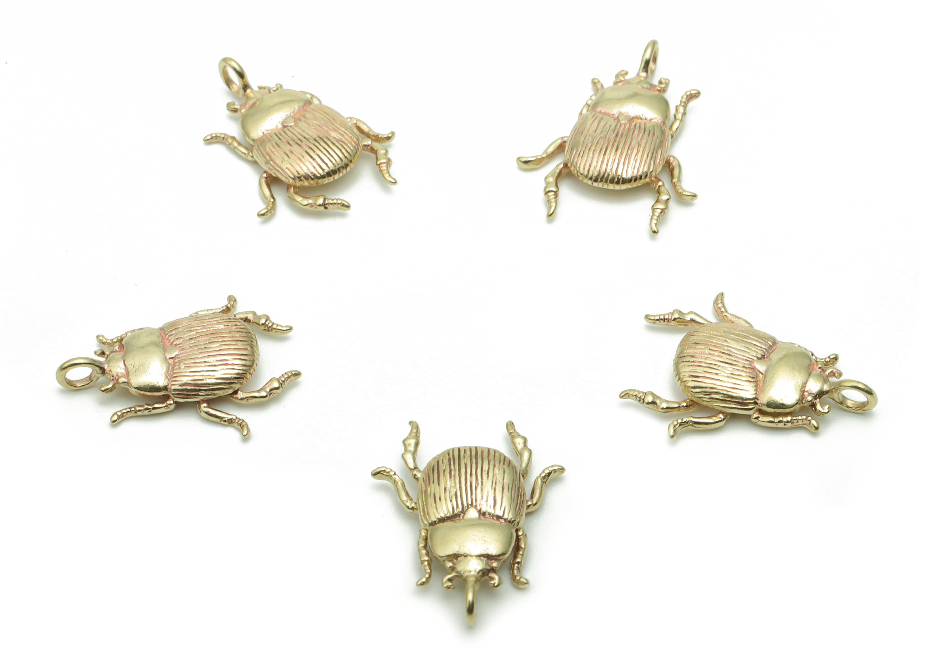 Brass Texture Beetle Earring Charms - Raw Brass Insect Pendant - DIY Jewelry Making Supplies - 16.75x12.83x2.7mm - PP5101 - DOMEDBAZAAR