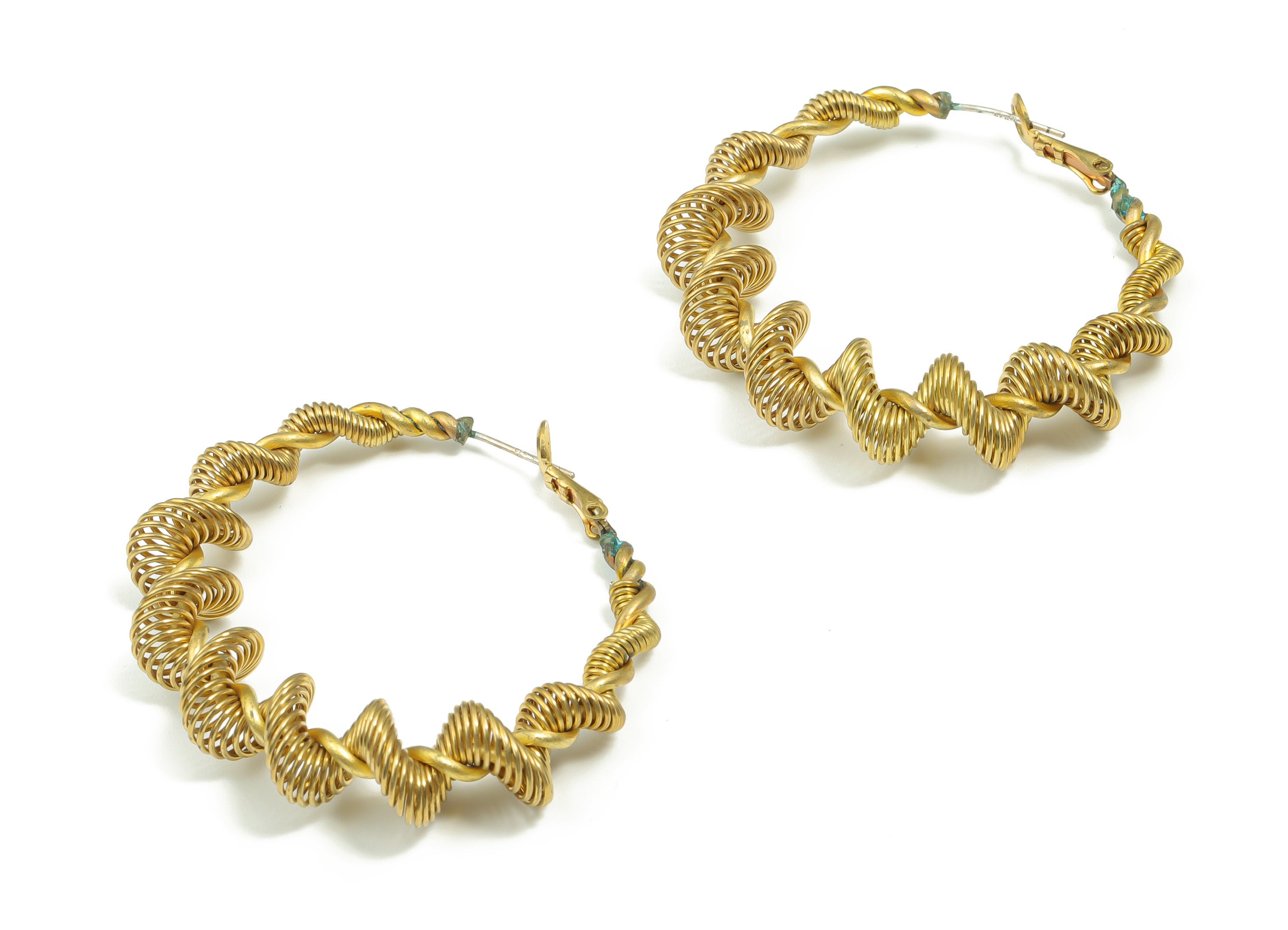 Brass Circle Spiral Huggies Hoop Earrings - Brass Stud Earring – Curly Hoop Earrings – Earring Jewelry Supplies - 48.78x44.75x11.2mm -PP4897 - DOMEDBAZAAR