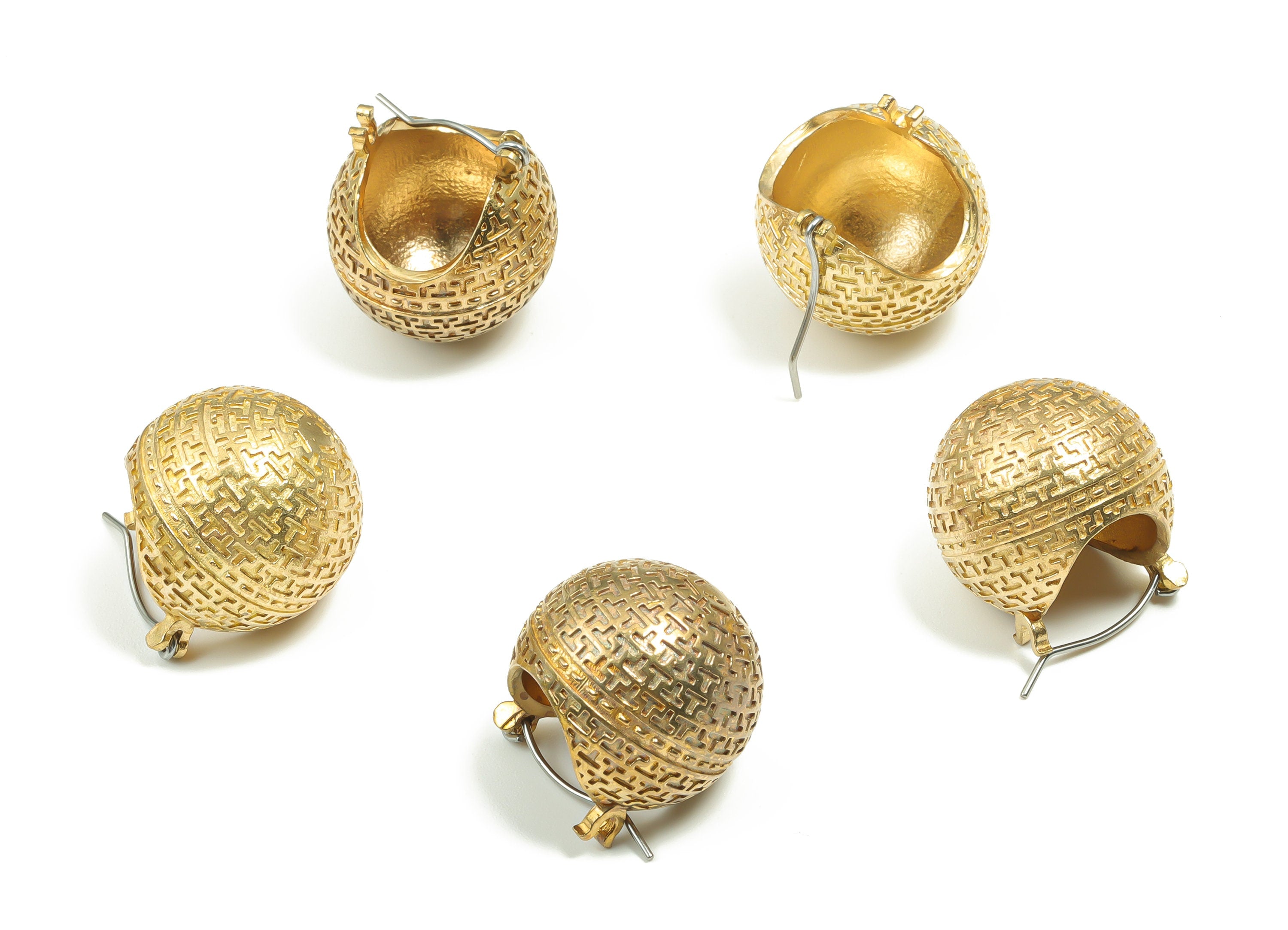 Brass Circle Huggies Hoop Earrings - Brass Sphere Stud Earring – Geometric Earrings – Earring Jewelry Supplies - 21.03x19.67x19.67mm -PP4896 - DOMEDBAZAAR