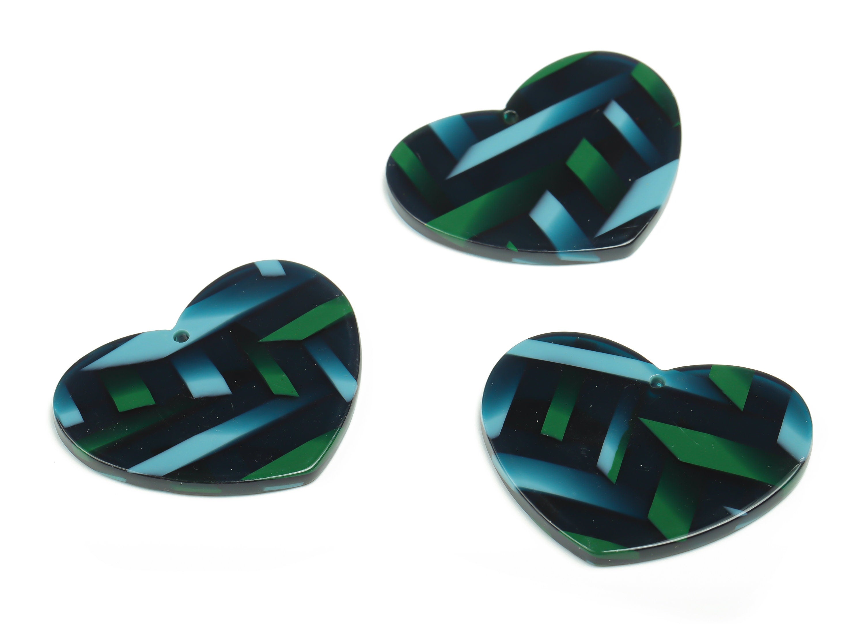 Acetate Heart Earring Charms - Acetate Heart Pendant - Jewelry Making Supplies - 38.73x31.04x2.65mm - AC2360 - DOMEDBAZAAR
