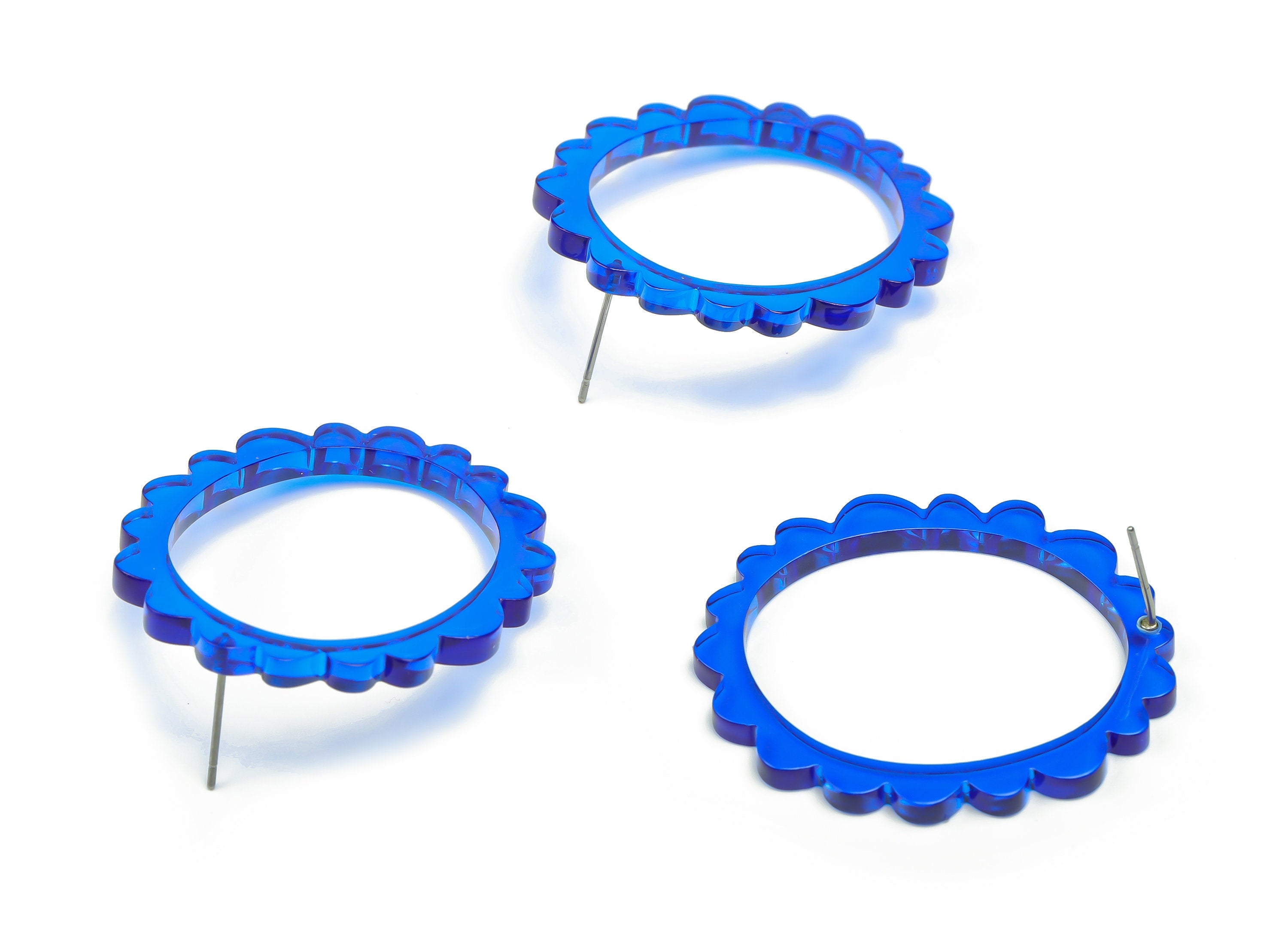 Acrylic Wave Oval Earring Post - Acrylic Flower Hoop Stud - 316 Surgical Stainless Steel - Color Code: A70 - 39.58x34.56x3.05mm - AC2359-A70 - DOMEDBAZAAR