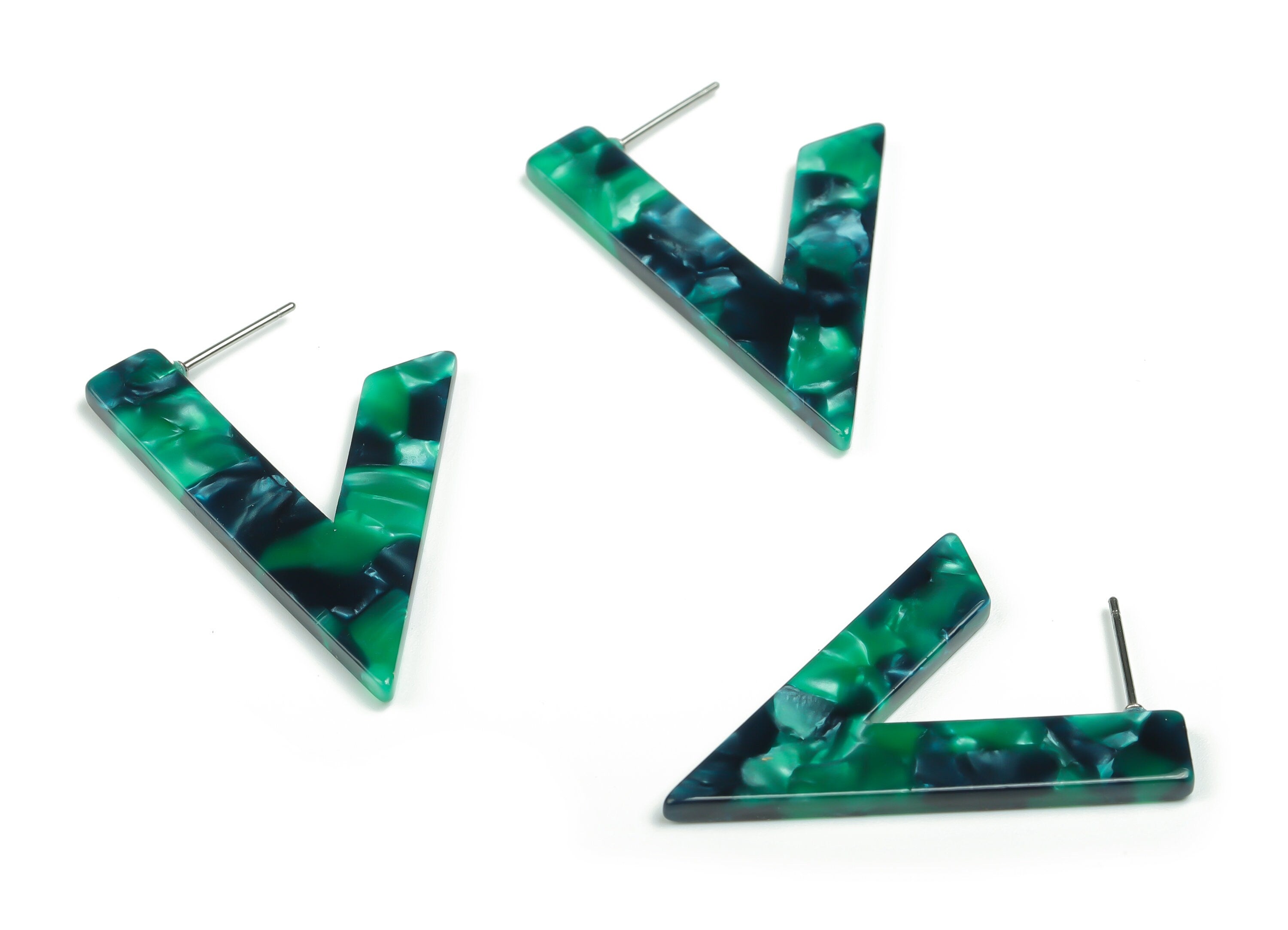 Acetate V Earring Post - Acetate V Earring Stud - 316 Stainless Steel Surgical Stud - Color Code: A13 - 39.68x25.61x2.63mm - AC2350-A13 - DOMEDBAZAAR