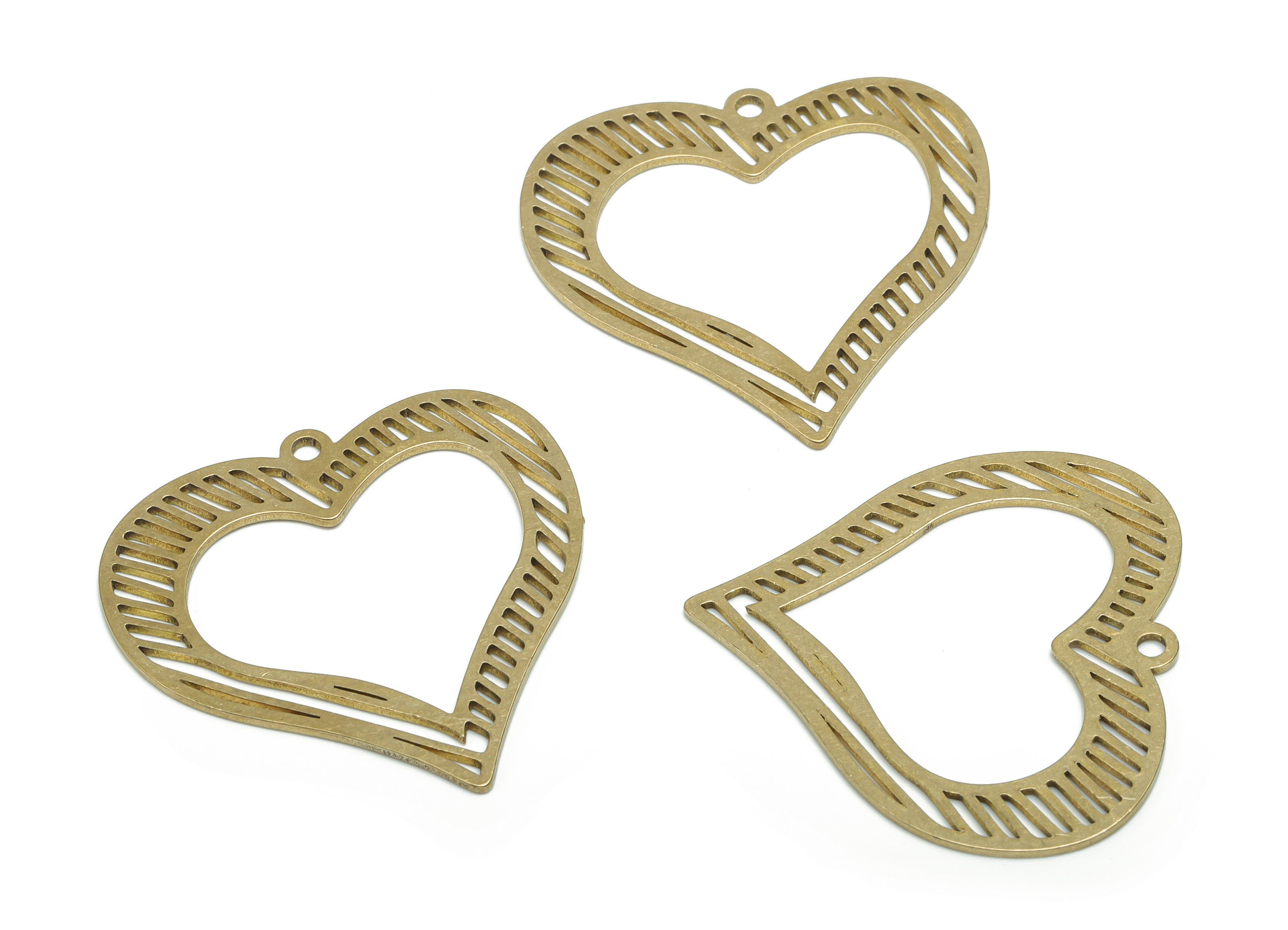 Brass Heart Earring Charms - Raw Brass Heart Pendant - DIY Jewelry Making Supplies - 34.86x34.26x0.83mm - PPA1326 - DOMEDBAZAAR