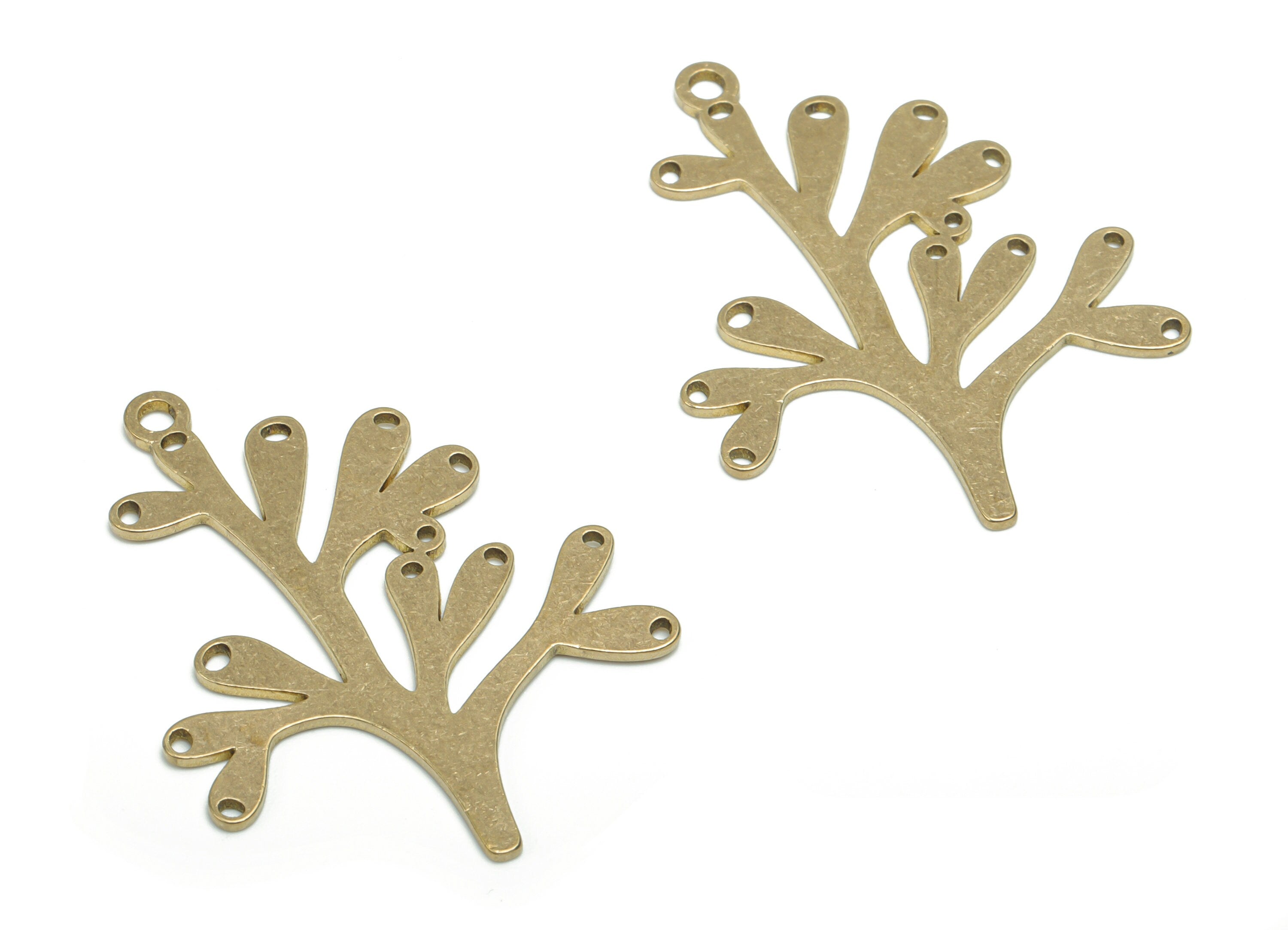 Brass Branch Earring Connector - Raw Brass Branch Charms and Pendant - DIY Jewelry Making Supplies - 37.62x28.74x0.84mm - PPA1124 - DOMEDBAZAAR