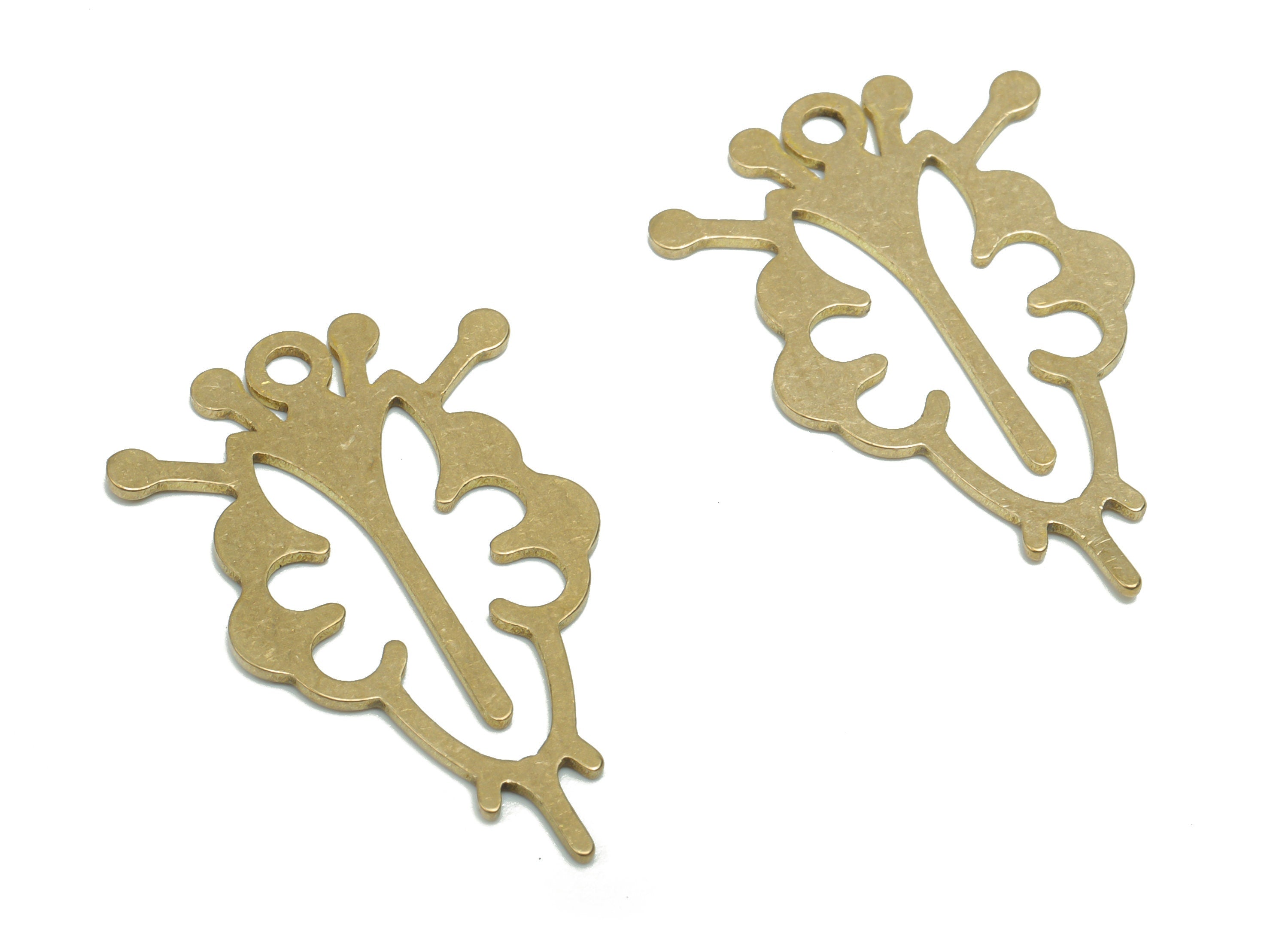 Brass Beetle Earring Charms - Raw Brass Insect Pendant - DIY Jewelry Making Supplies - 29.68x19.34x0.74mm - PPA0909 - DOMEDBAZAAR