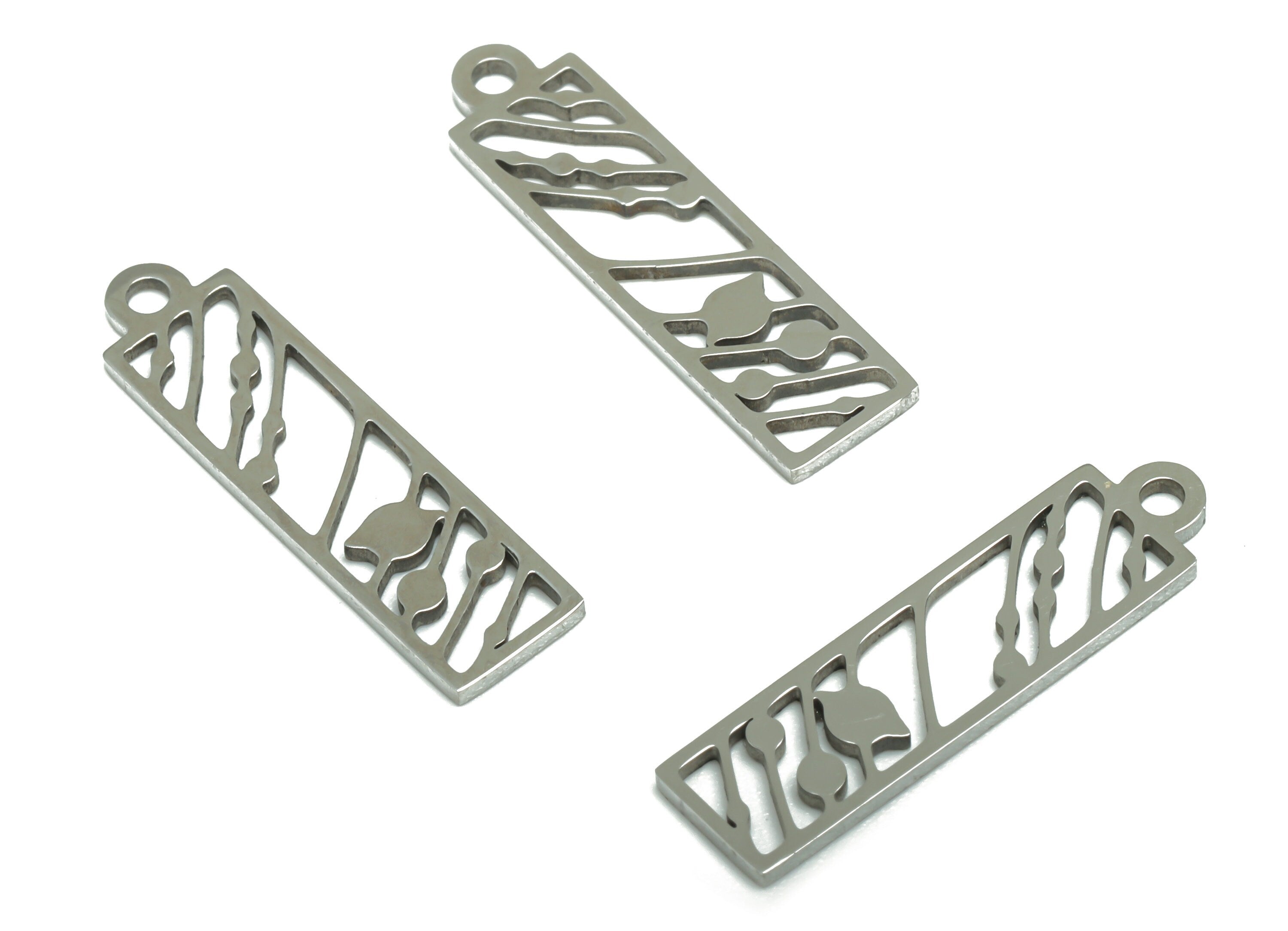 Stainless Steel Rectangle Earring Charms - Stainless Steel Pattern Pendant - Jewelry Making Supplies - 22.25x5.92x0.81mm - SSZS0017 - DOMEDBAZAAR