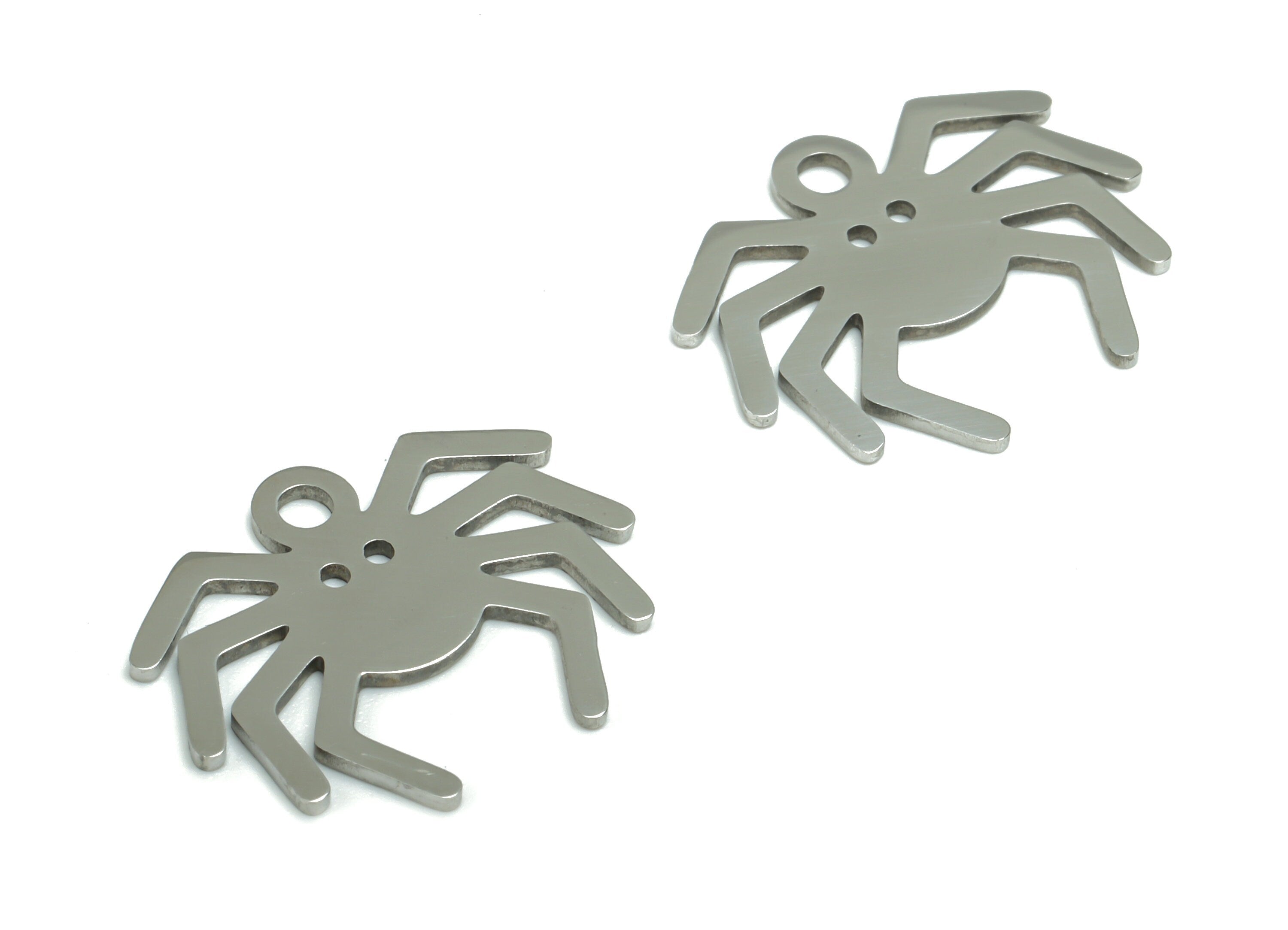 Stainless Steel Spider Earring Charms - Stainless Steel Spider Pendant - Jewelry Making Supplies - 19.6x15.98x0.84mm - SSZS0027 - DOMEDBAZAAR