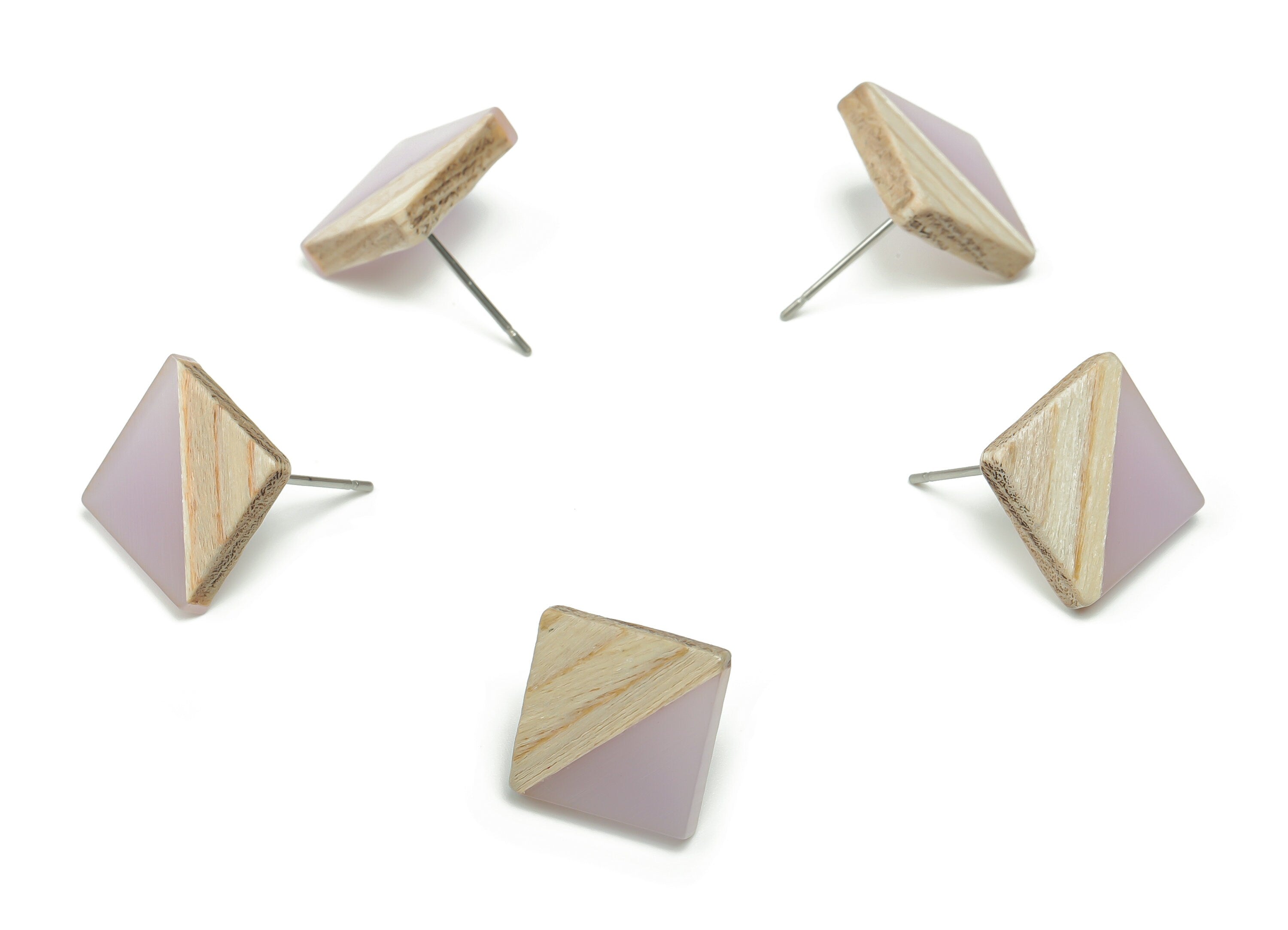 Plain Wood Square Earring Stud - Resin Square Post - 316 Surgical Stainless Steel Stud - Jewelry Supplies - 12.81x12.74x2.96mm - BB1134B - DOMEDBAZAAR