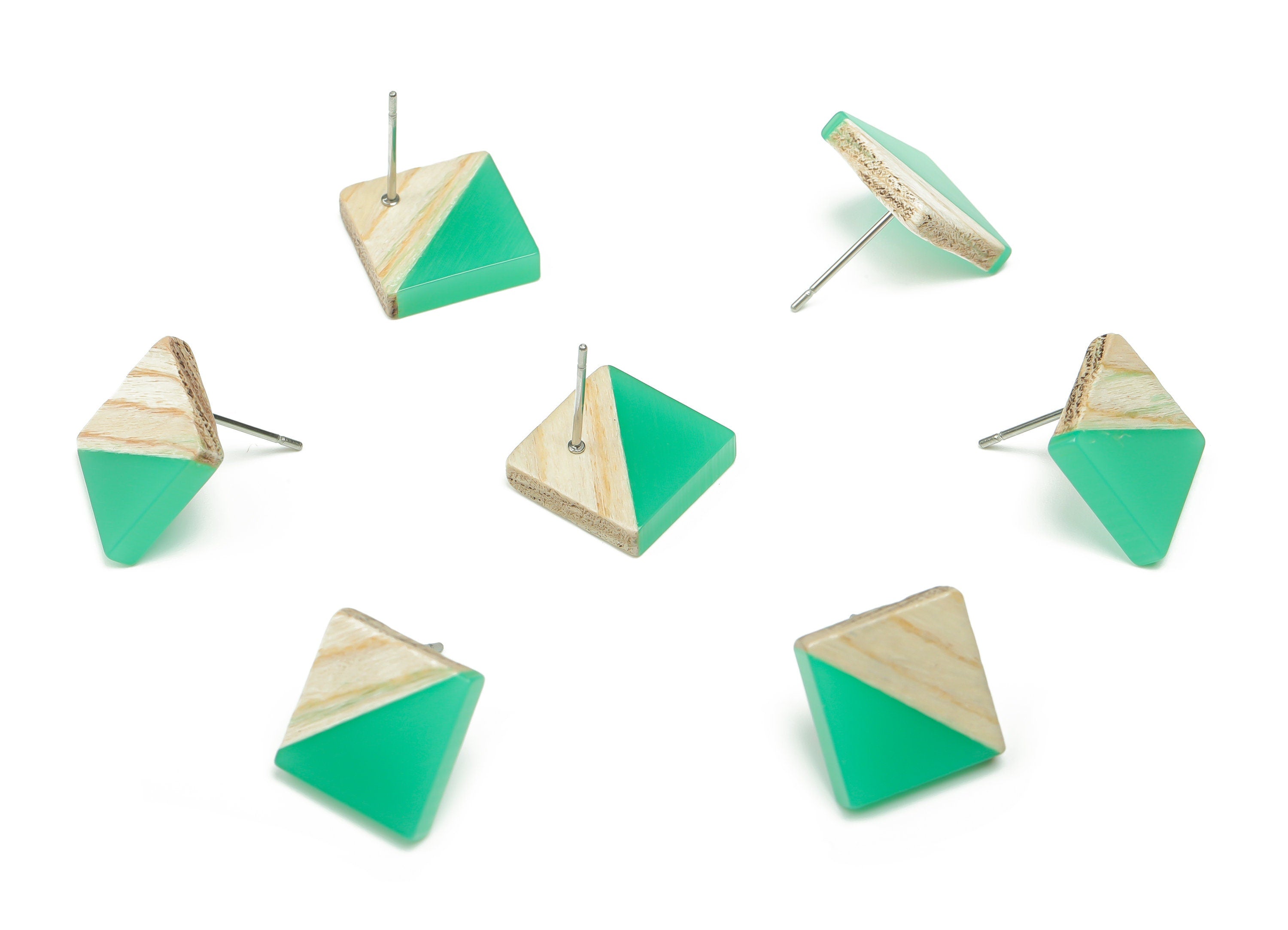 Plain Wood Square Earring Stud - Resin Square Post - 316 Surgical Stainless Steel Stud - Jewelry Supplies - 12.81x12.74x2.96mm - BB1134C - DOMEDBAZAAR
