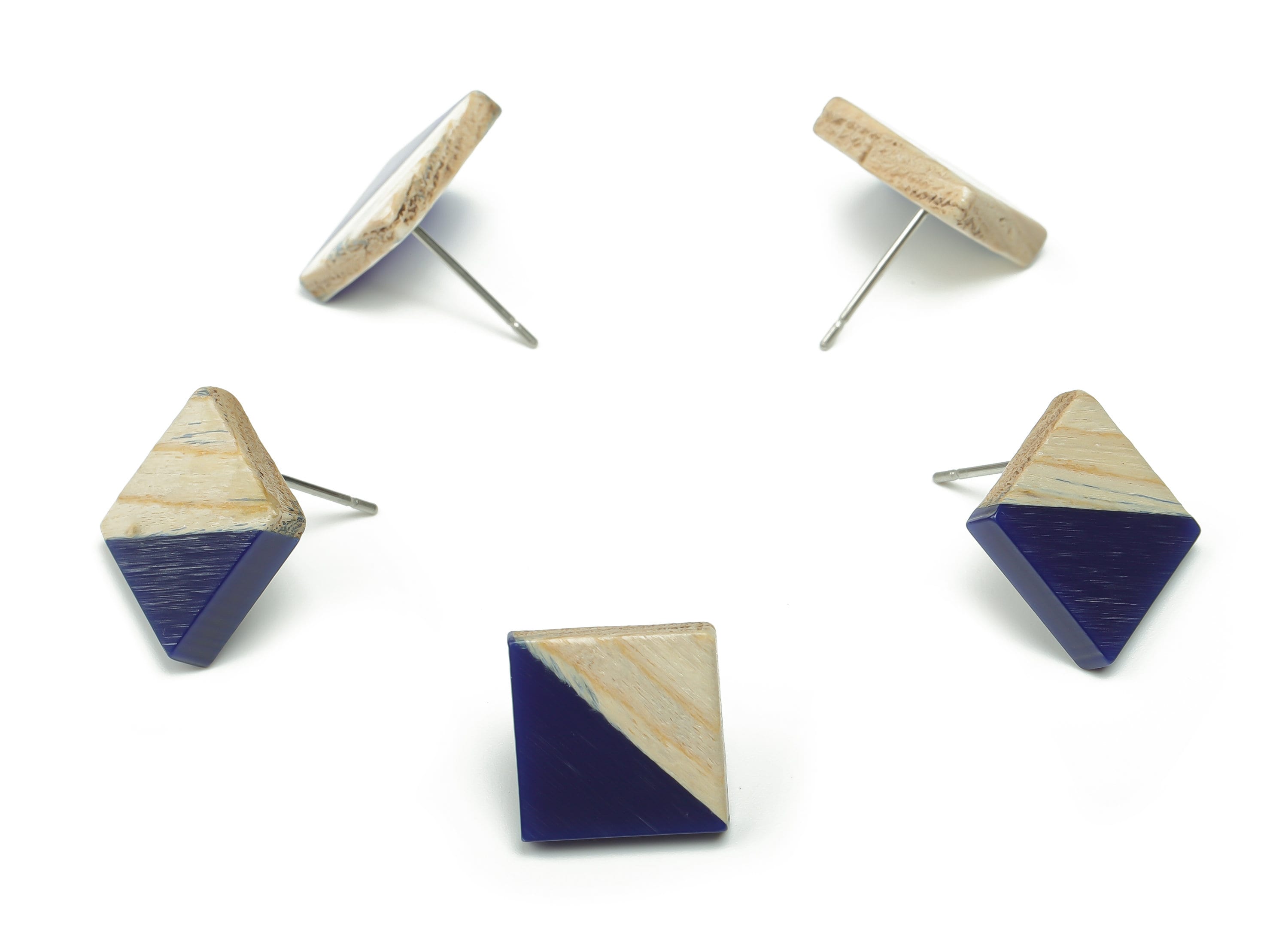 Plain Wood Square Earring Stud - Resin Square Post - 316 Surgical Stainless Steel Stud - Jewelry Supplies - 12.81x12.74x2.96mm - BB1134H - DOMEDBAZAAR