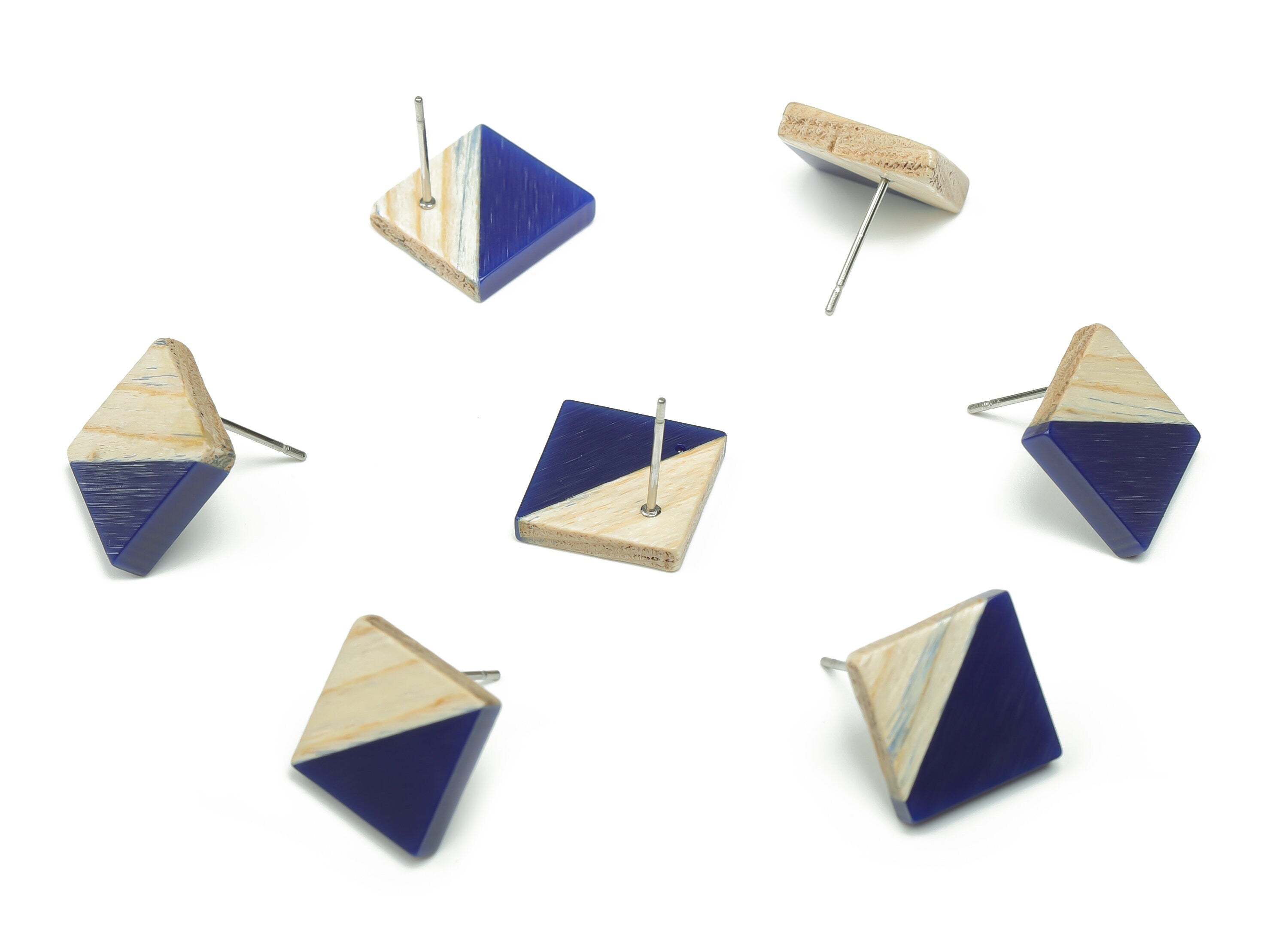 Plain Wood Square Earring Stud - Resin Square Post - 316 Surgical Stainless Steel Stud - Jewelry Supplies - 12.81x12.74x2.96mm - BB1134H - DOMEDBAZAAR