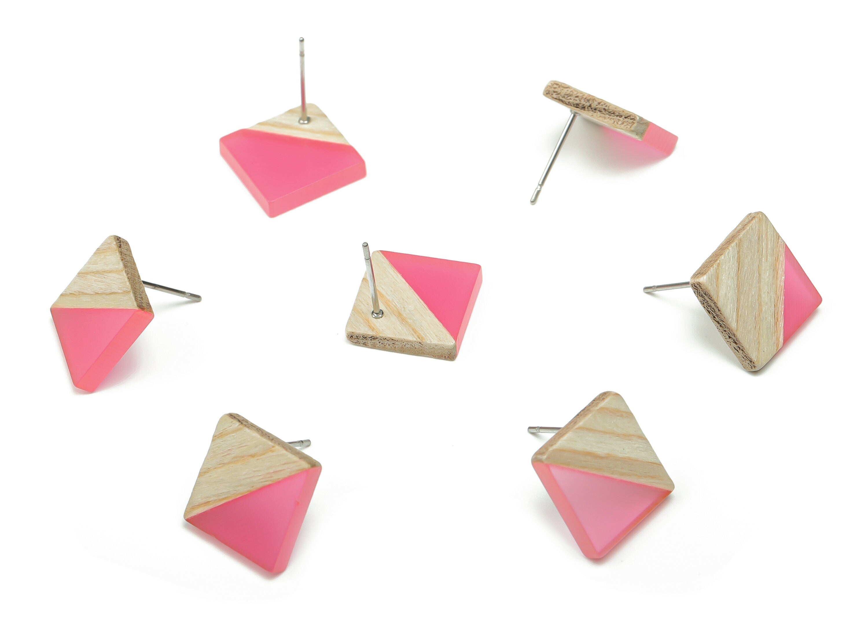 Plain Wood Square Earring Stud - Resin Square Post - 316 Surgical Stainless Steel Stud - Jewelry Supplies - 12.81x12.74x2.96mm - BB1134J - DOMEDBAZAAR