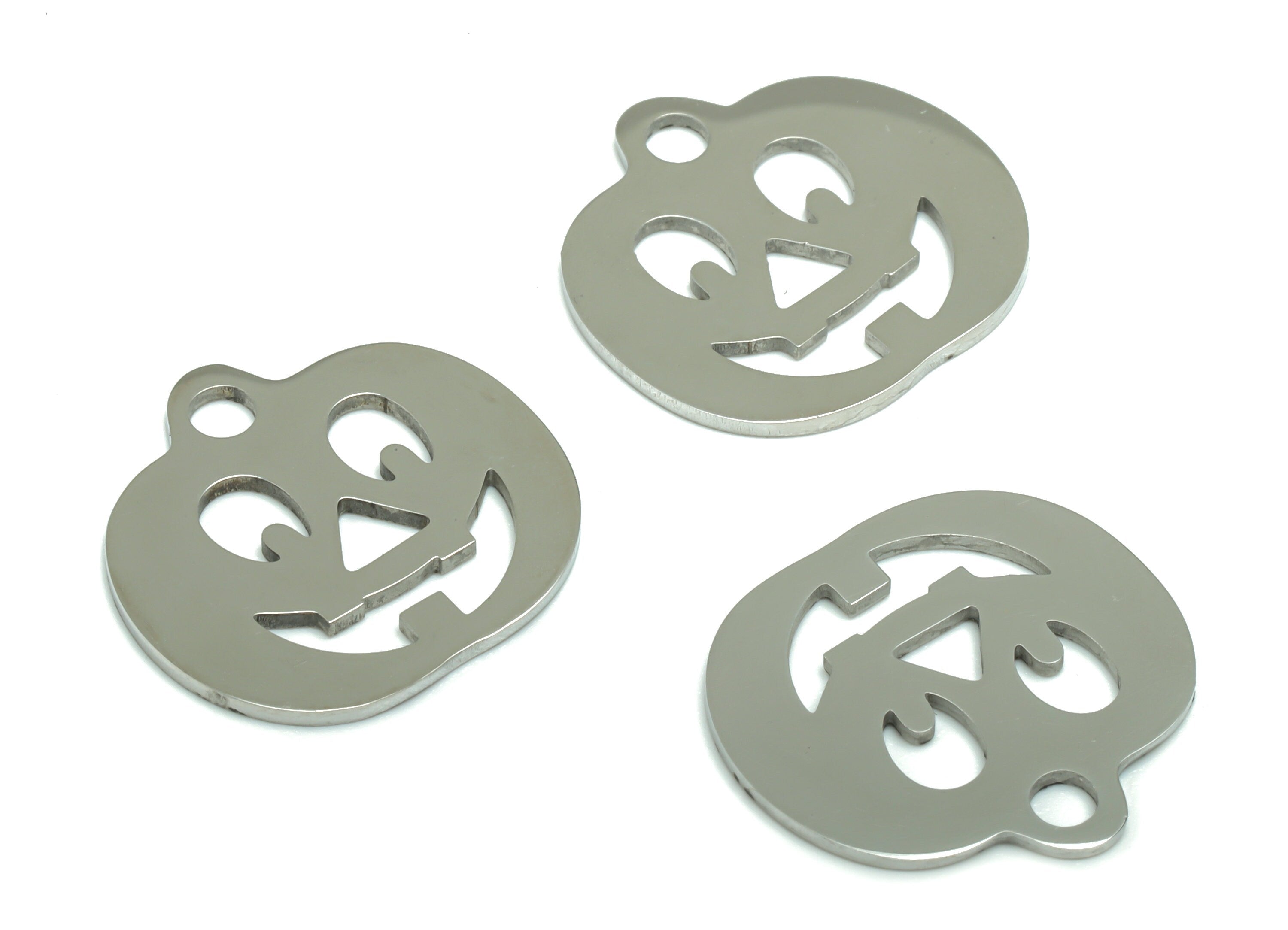 Stainless Steel Smiley Face Earring Charms - Stainless Steel Pumpkin Pendant - Jewelry Making Supplies - 17.86x17.1x0.88mm - SSZS0028 - DOMEDBAZAAR