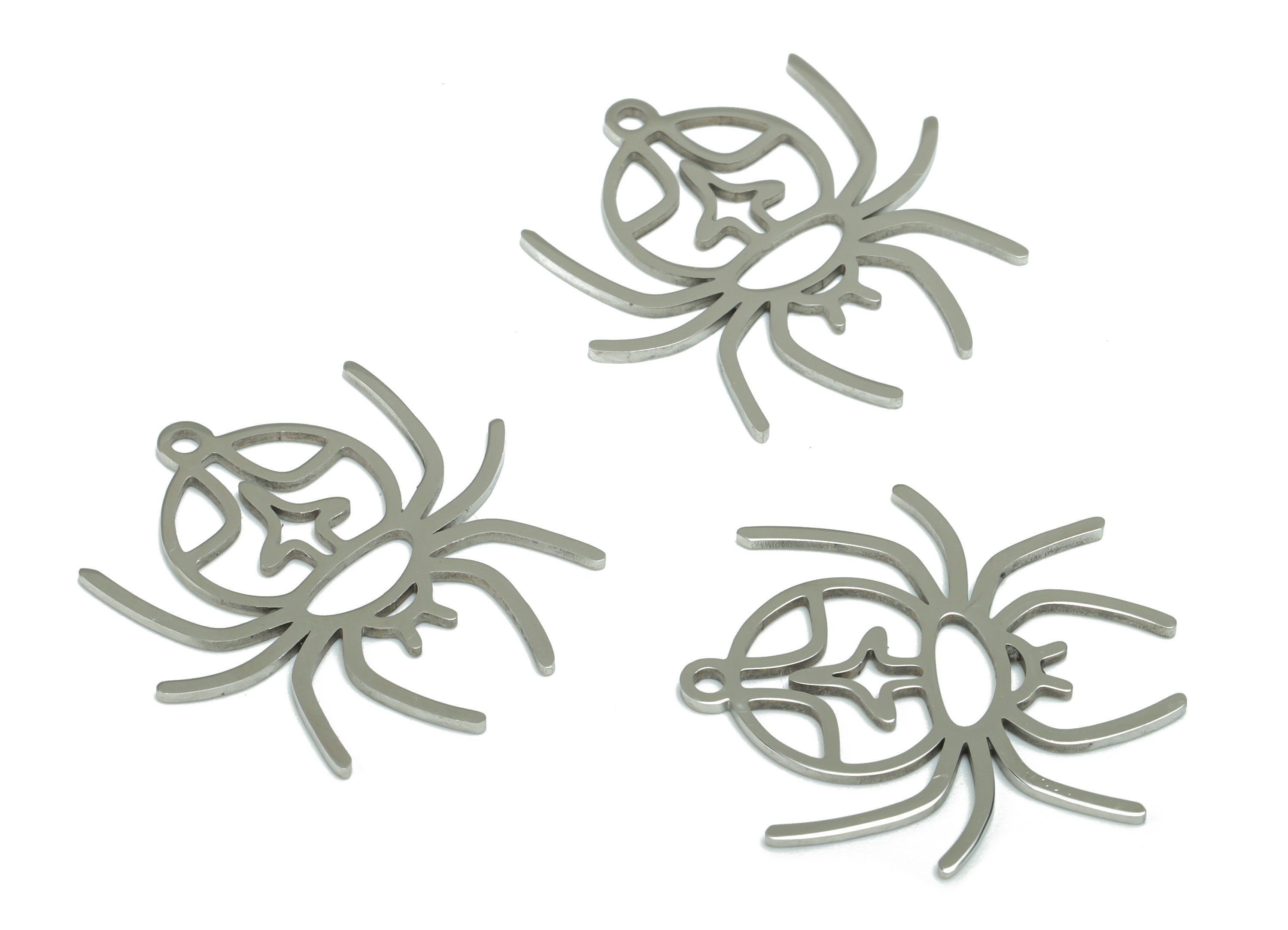 Stainless Steel Spider Planet Earring Charms - Stainless Steel Bear Behind Bar Pendant - Jewelry  Supplies - 25.29x24.8x0.85mm - SSZS0006 - DOMEDBAZAAR