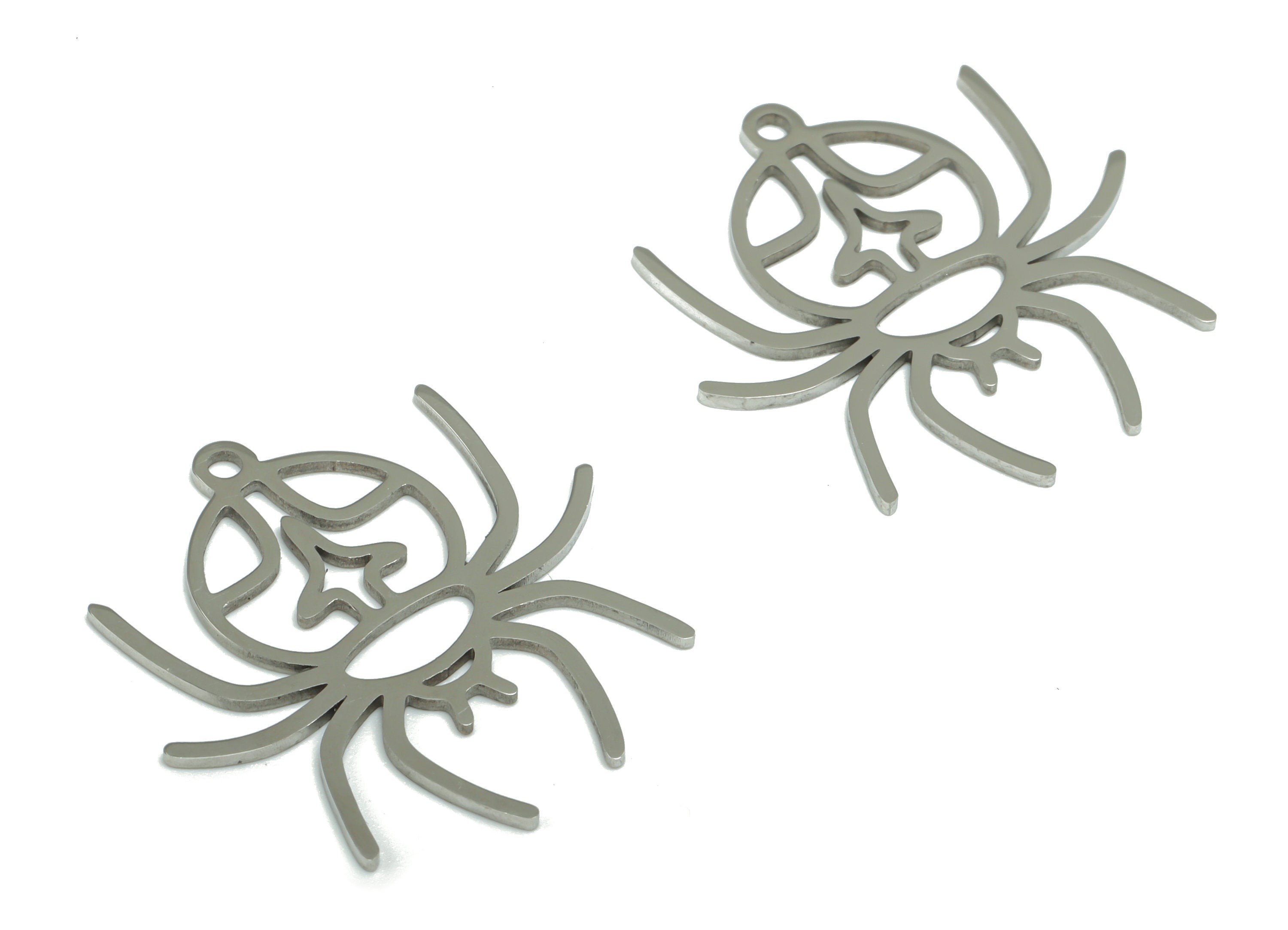 Stainless Steel Spider Planet Earring Charms - Stainless Steel Bear Behind Bar Pendant - Jewelry  Supplies - 25.29x24.8x0.85mm - SSZS0006 - DOMEDBAZAAR