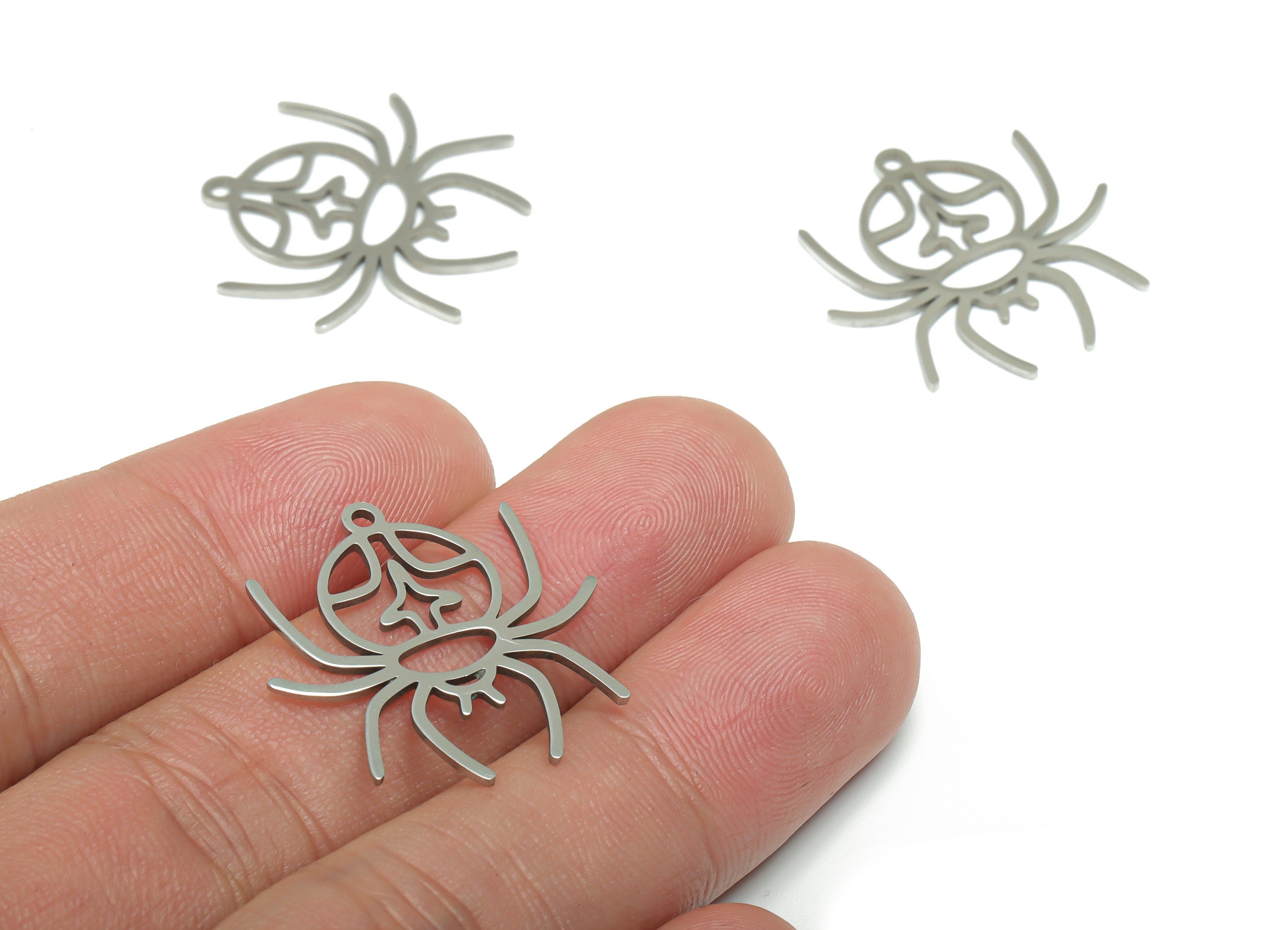 Stainless Steel Spider Planet Earring Charms - Stainless Steel Bear Behind Bar Pendant - Jewelry  Supplies - 25.29x24.8x0.85mm - SSZS0006 - DOMEDBAZAAR
