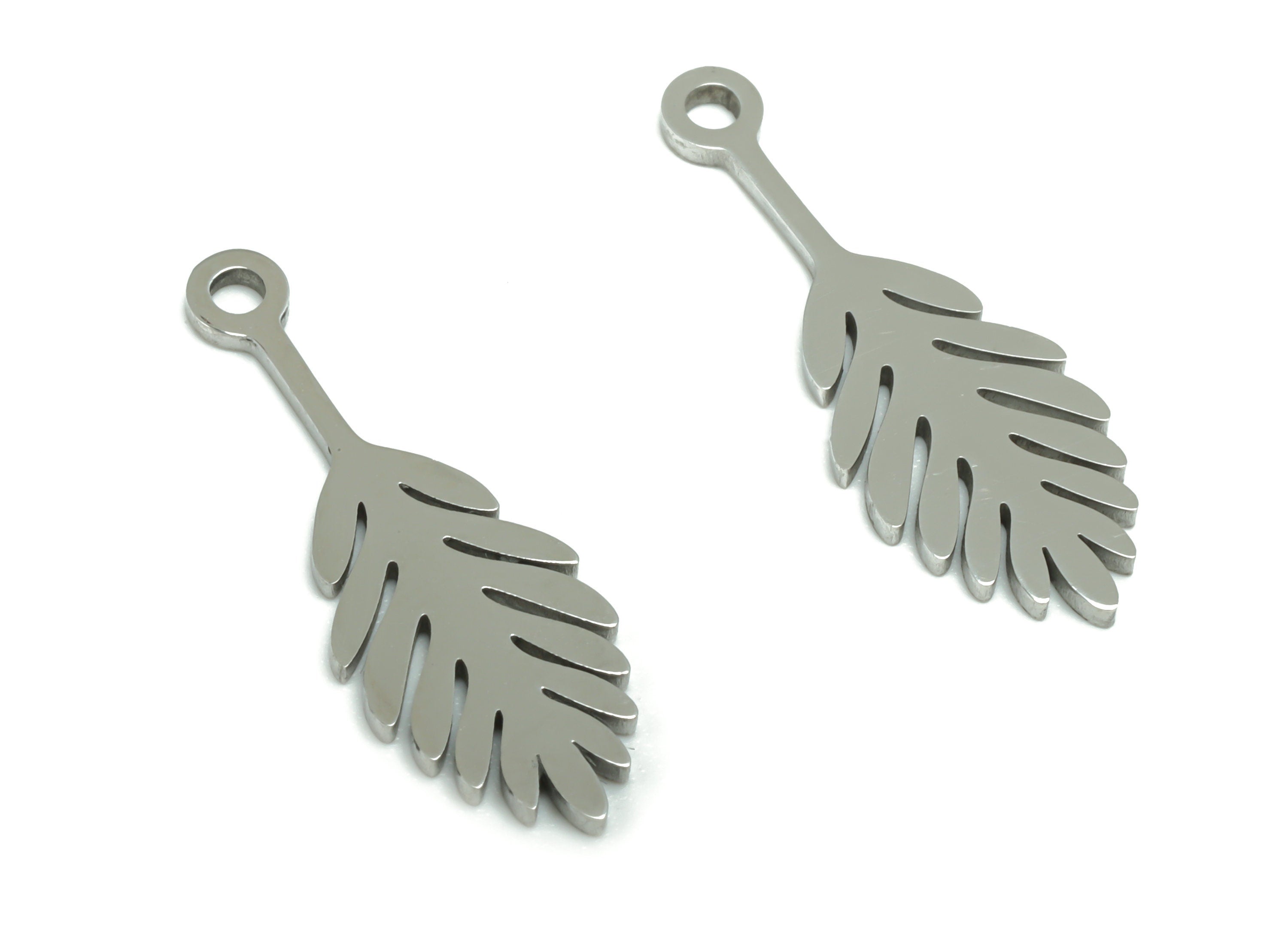 Stainless Steel Branch Earring Charms - Stainless Steel Leaf Pendant - Jewelry Making Supplies - 22.12x7.72x0.87mm - SSZS0003 - DOMEDBAZAAR